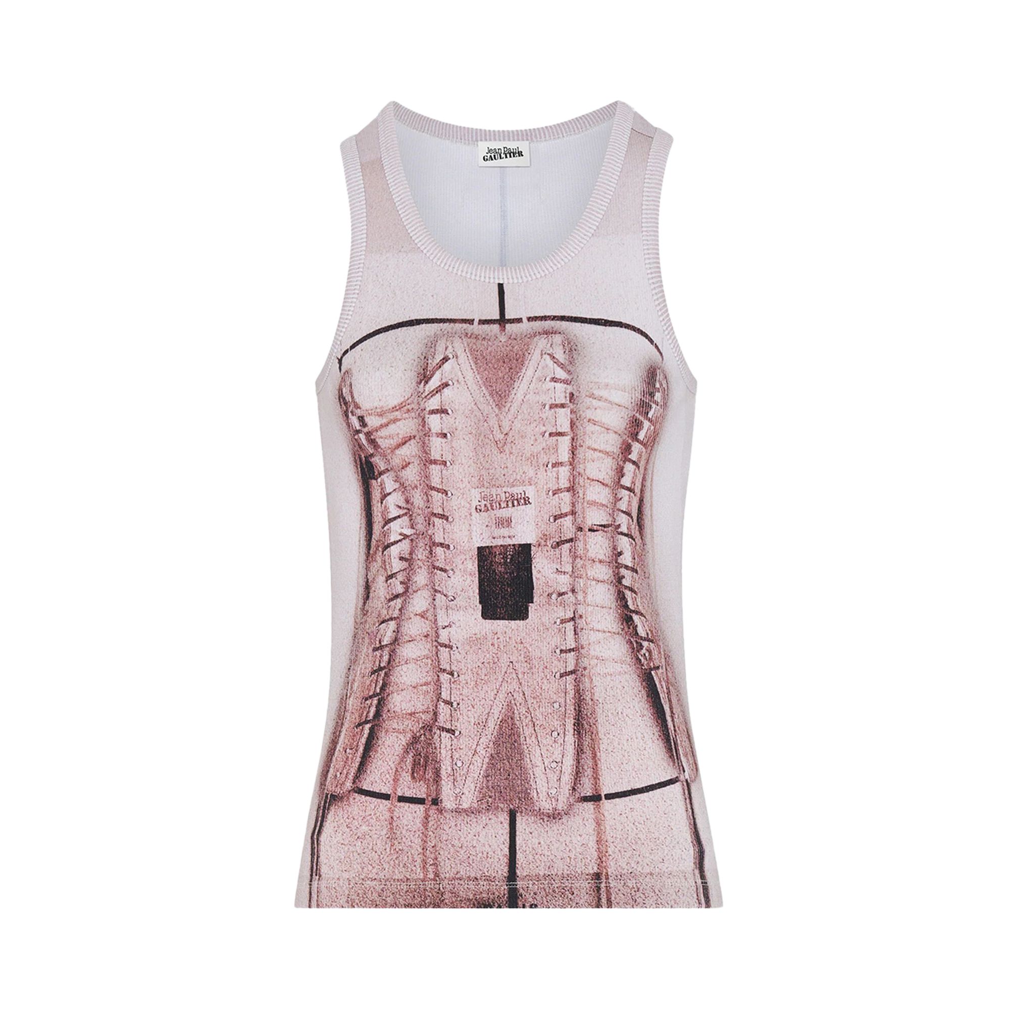 Pre-owned Jean Paul Gaultier Trompe 'oeil Corset Tank Top 'dusty Pink/white/black' | Women's Size L