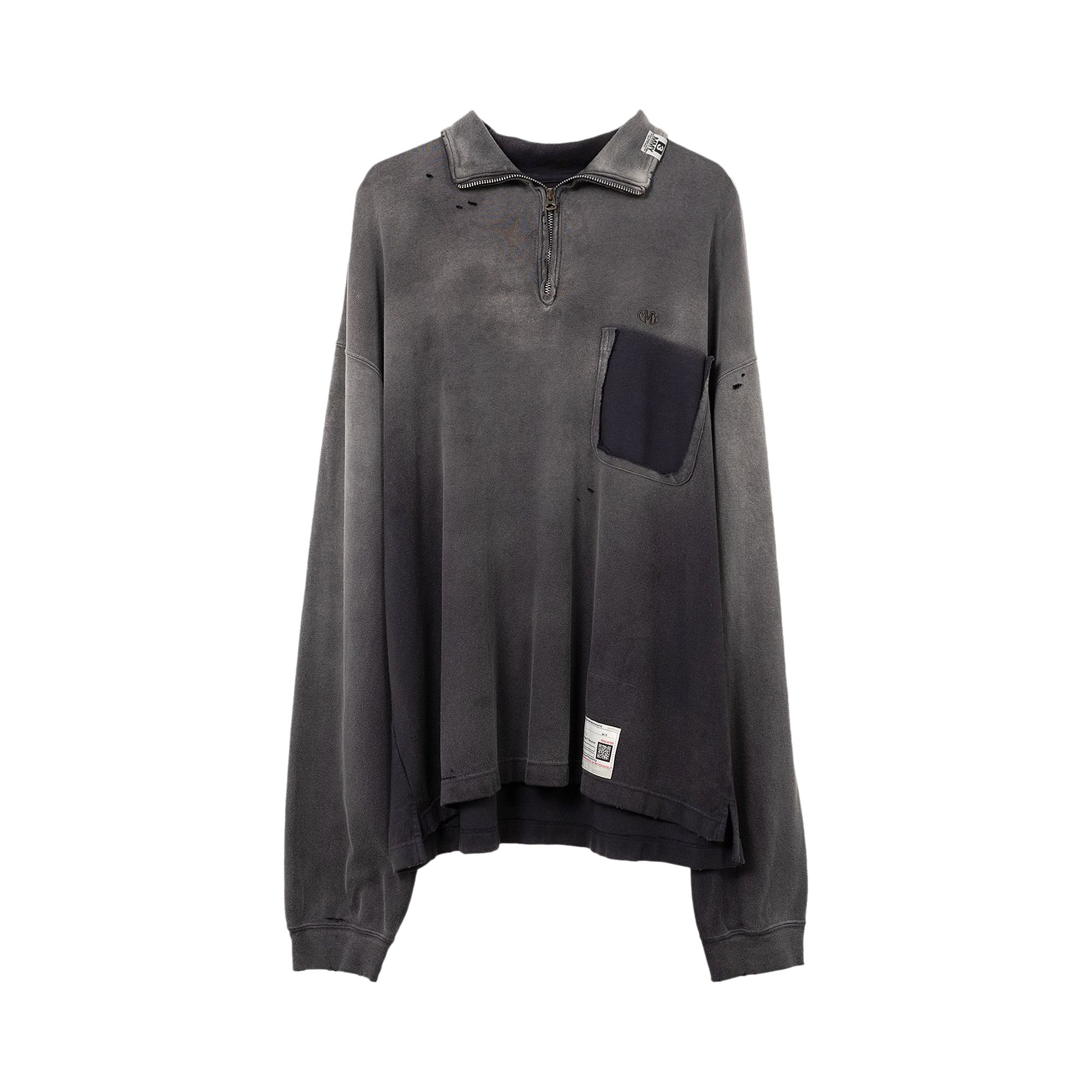 Pre-owned Miharayasuhiro Maison Mihara Yasuhiro Sun Faded Half Zip Pullover 'black' | Men's Size 50
