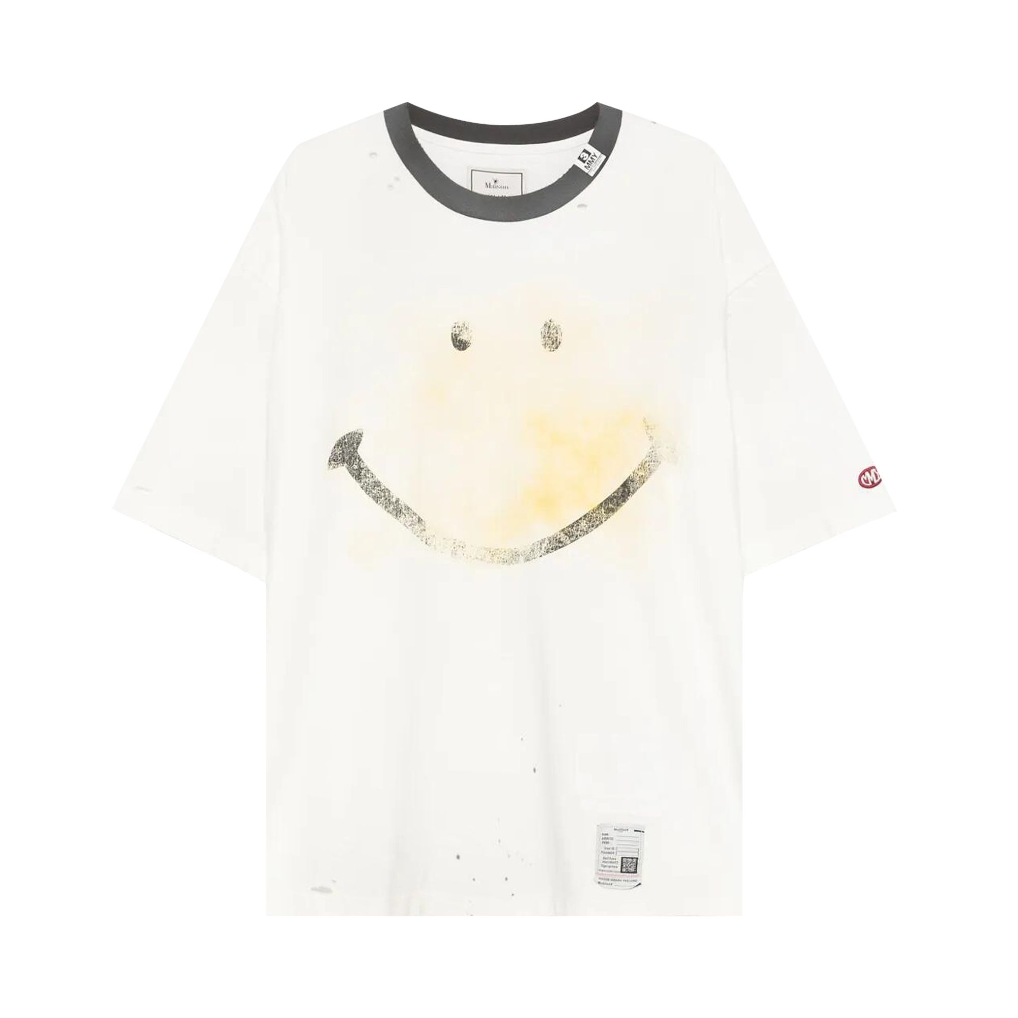 Pre-owned Miharayasuhiro Maison Mihara Yasuhiro Smily Face Printed Distressed T-shirt 'white' | Men's Size 52