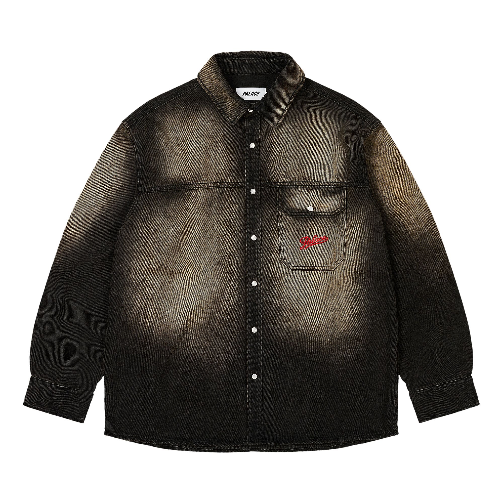 Pre-owned Palace Scripty Denim Shirt 'sand Wash Black' | Men's Size M