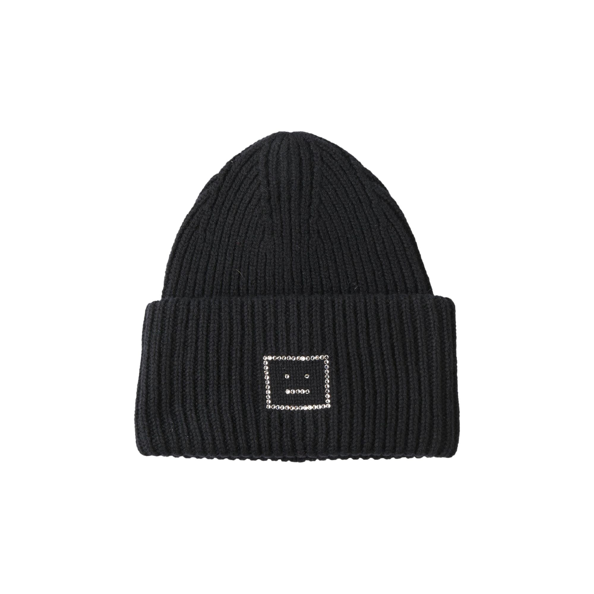 Pre-owned Acne Studios Crystal Face Logo Beanie 'black' | Men's Size Onesize