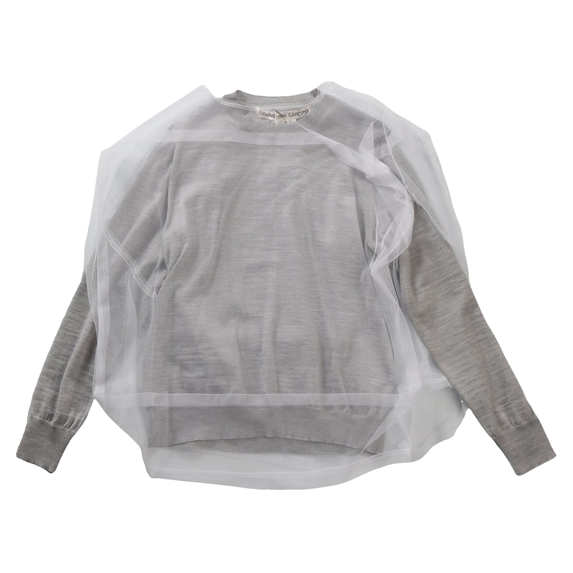 Pre-owned Comme Des Garçons Semi-transparent Blouse 'grey/white' | Women's Size M