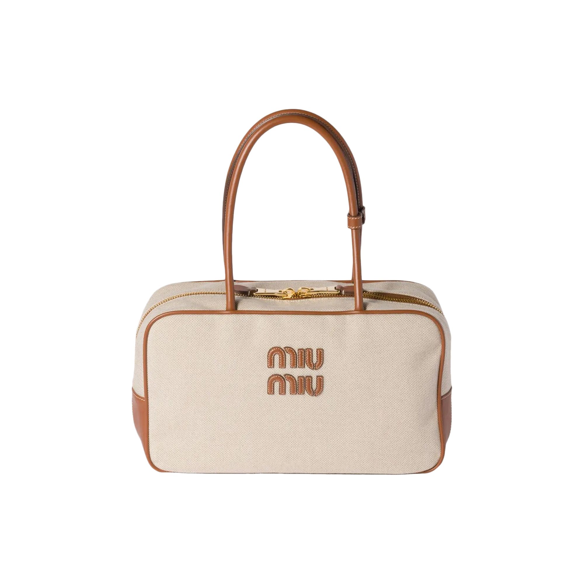 Pre-owned Miu Miu Contrast Beau Canvas Bag 'beige/brandy' | Blue | Women's Size Onesize