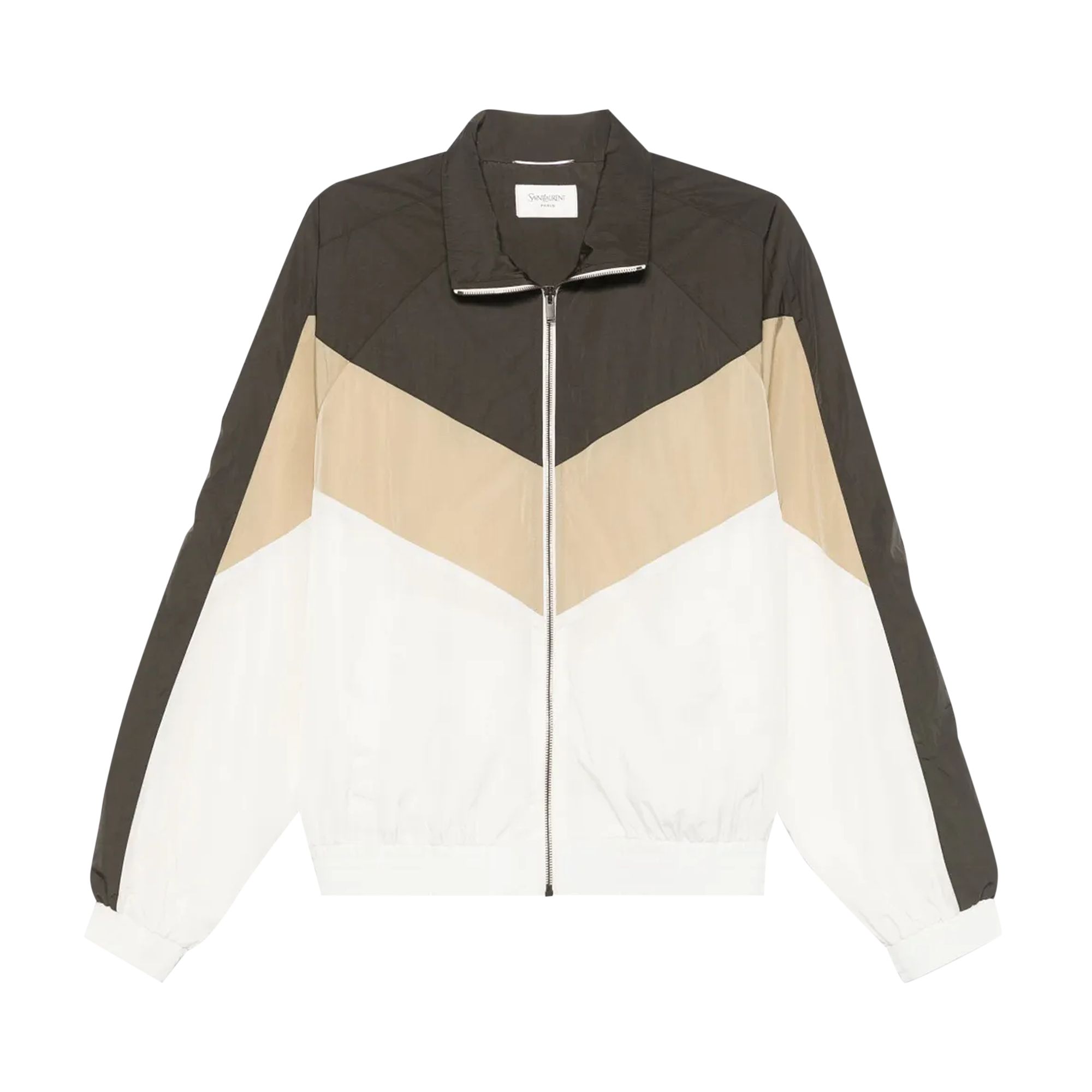 Pre-owned Saint Laurent Zip-up Long-sleeve Jacket 'ecru/brown' | Tan | Men's Size 48