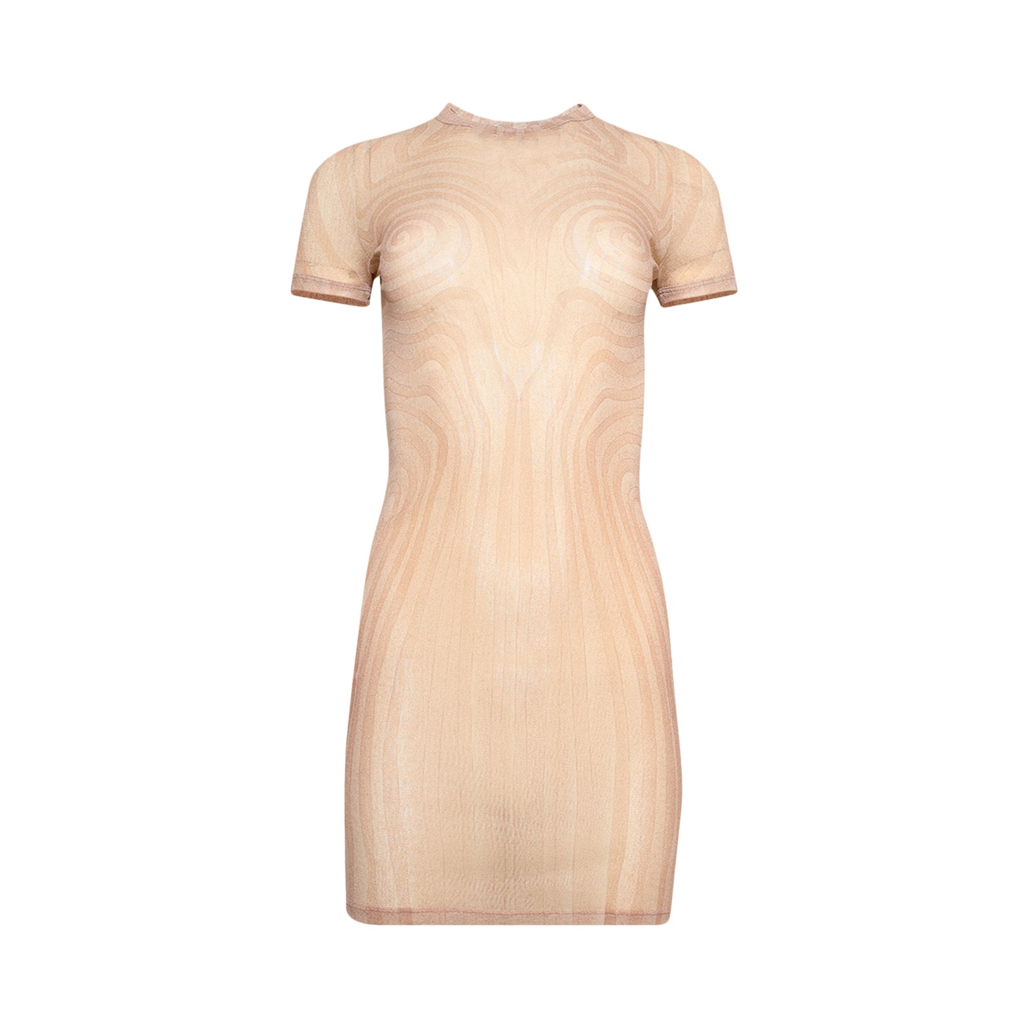 Pre-owned Jean Paul Gaultier Sheer Mesh Spiral Print Dress 'pale Pink/dusty Pink' | Women's Size M