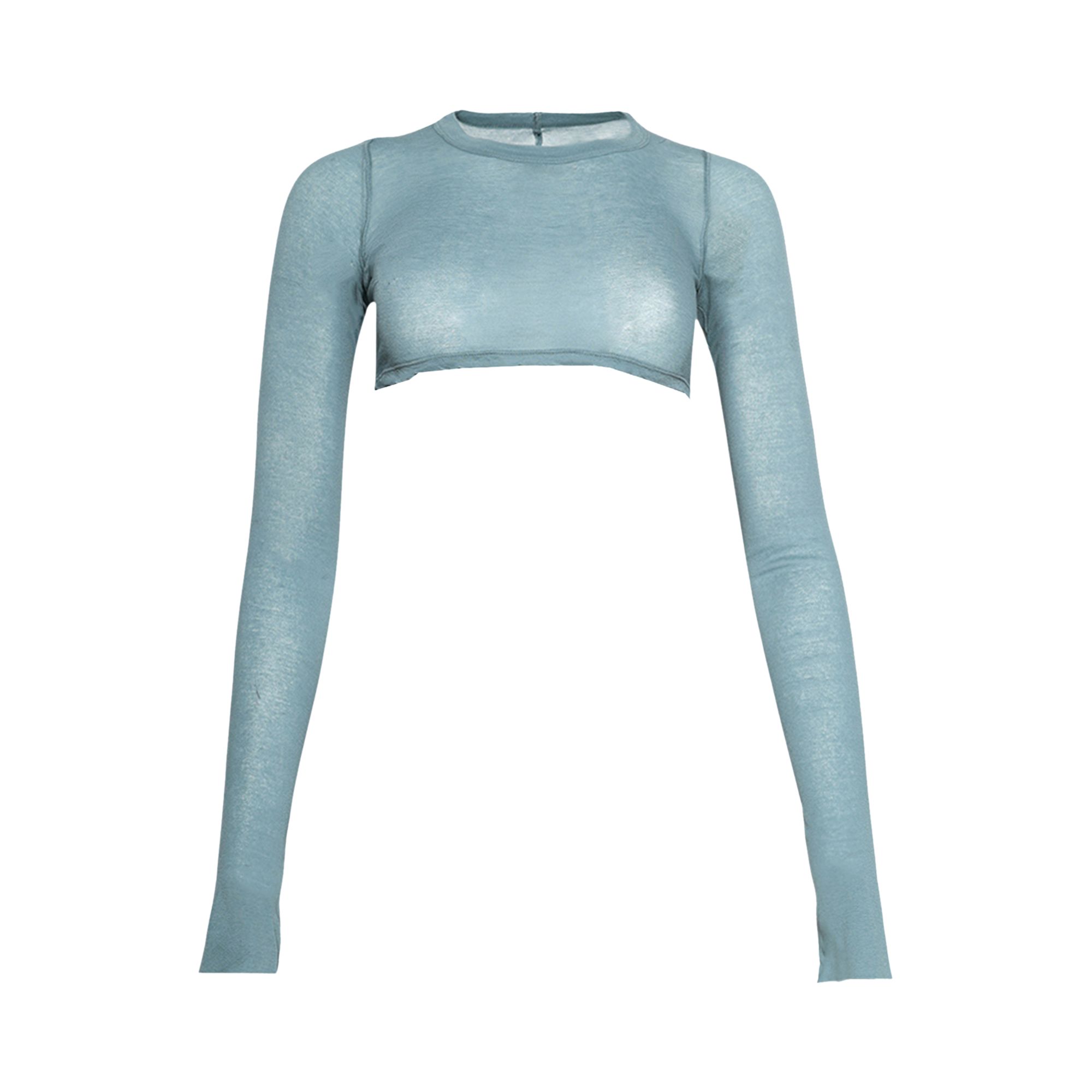 Pre-owned Rick Owens Long-sleeve Crop T-shirt 'mouthwash' | Blue | Women's Size 42