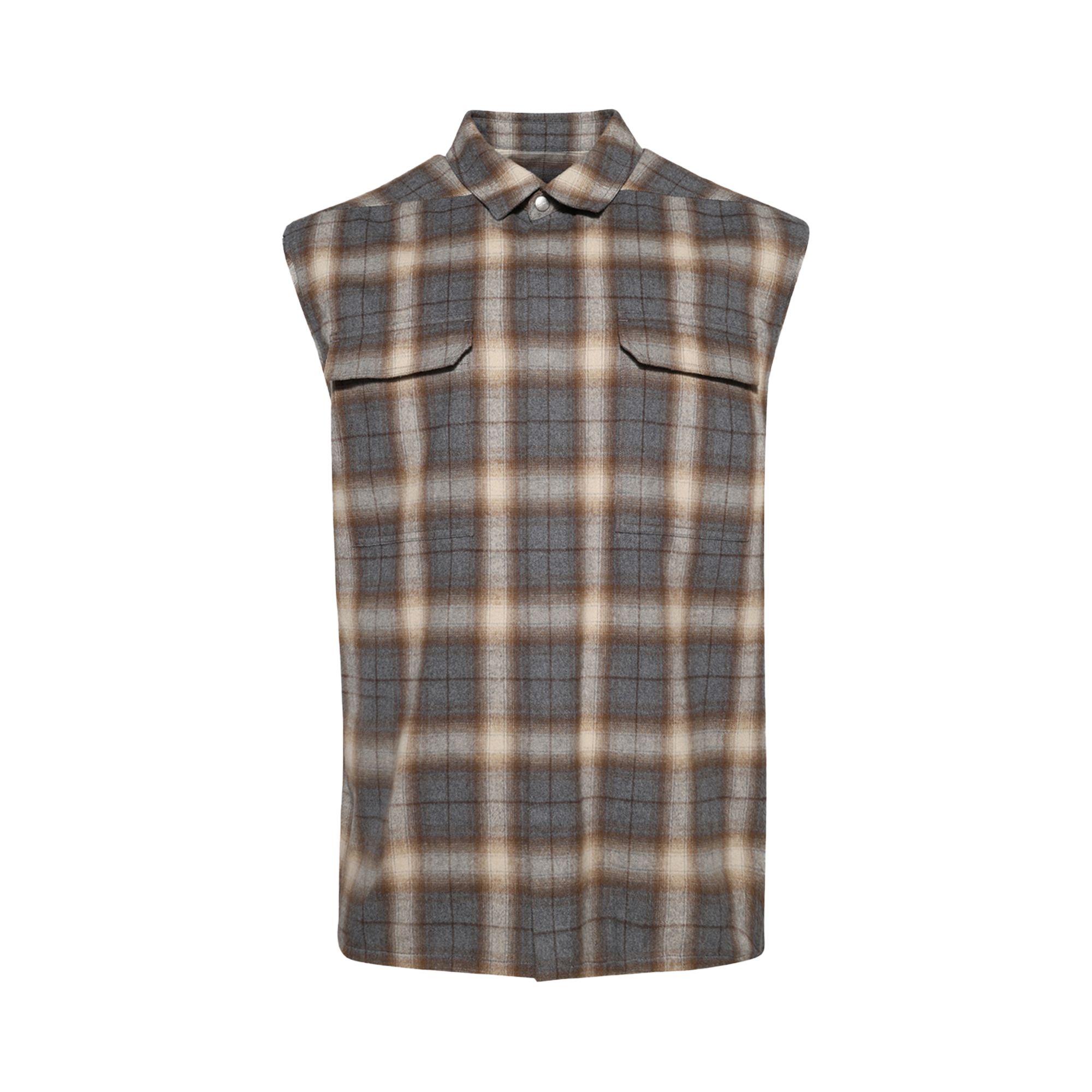 Pre-owned Rick Owens Jumbo Sleeveless Outershirt 'grey Plaid' | Men's Size 54