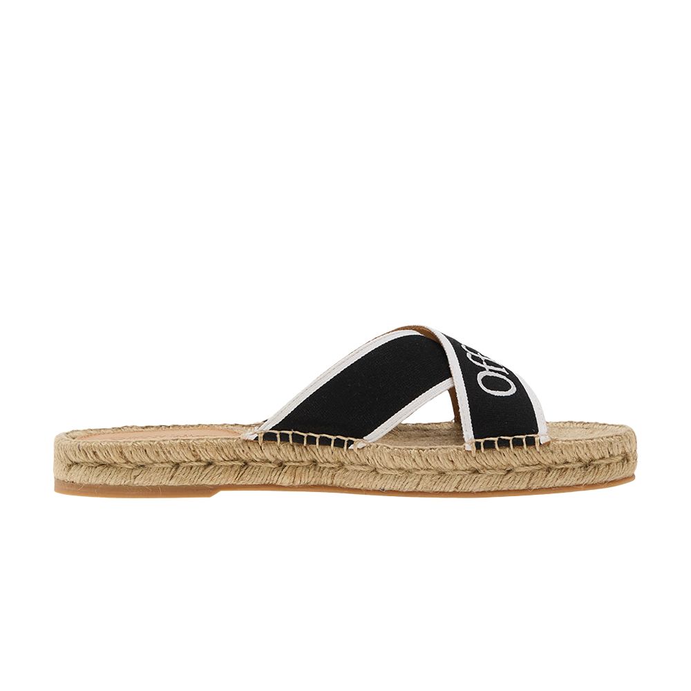 Pre-owned Off-white Wmns Bookish Criss-cross Espadrille Sliders 'black White' | Women's Size 40