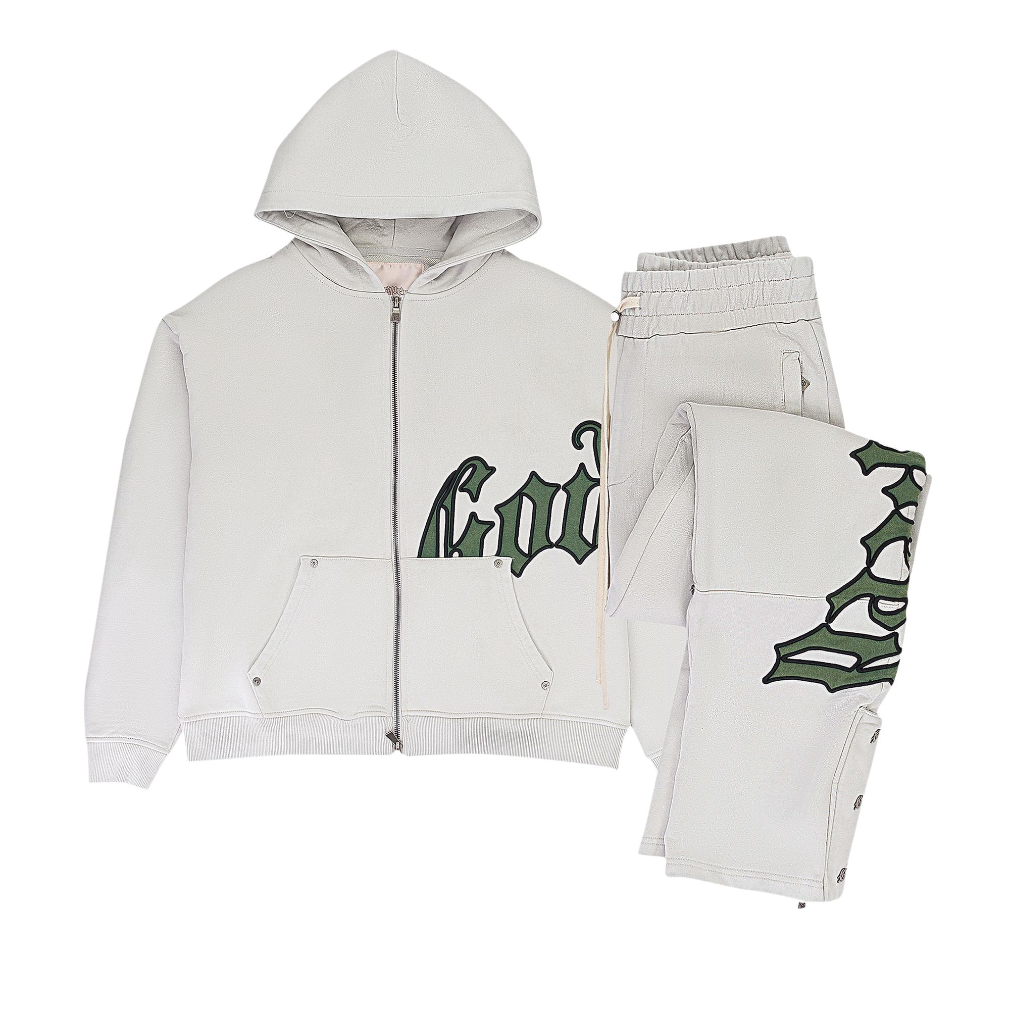Pre-owned Godspeed Og Logo Sweatsuit 'stone/green' | Grey | Men's Size S