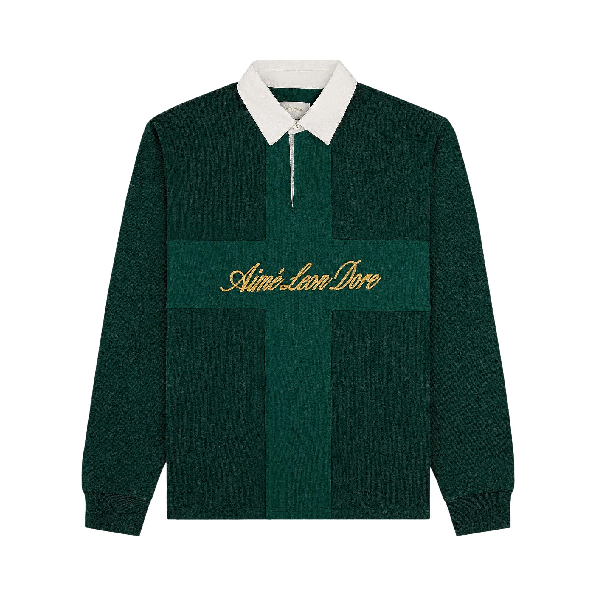 Pre-owned Aimé Leon Dore Paneled Sail Rugby 'pine Grove' | Green | Men's Size M