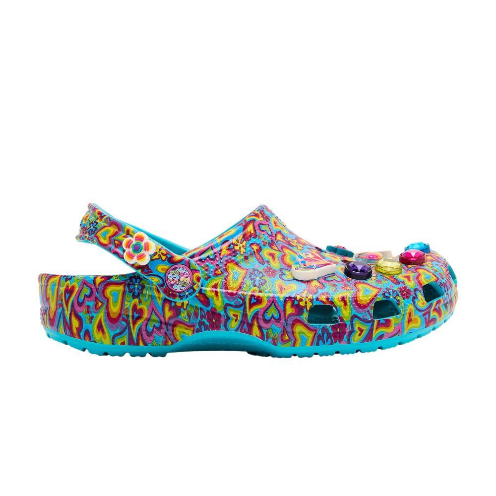 Pre-owned Crocs Lisa Frank X  Classic Clog Kids 'digital Aqua Multi Hearts' | Multi-color | Kid's Size 6 In Multicolor