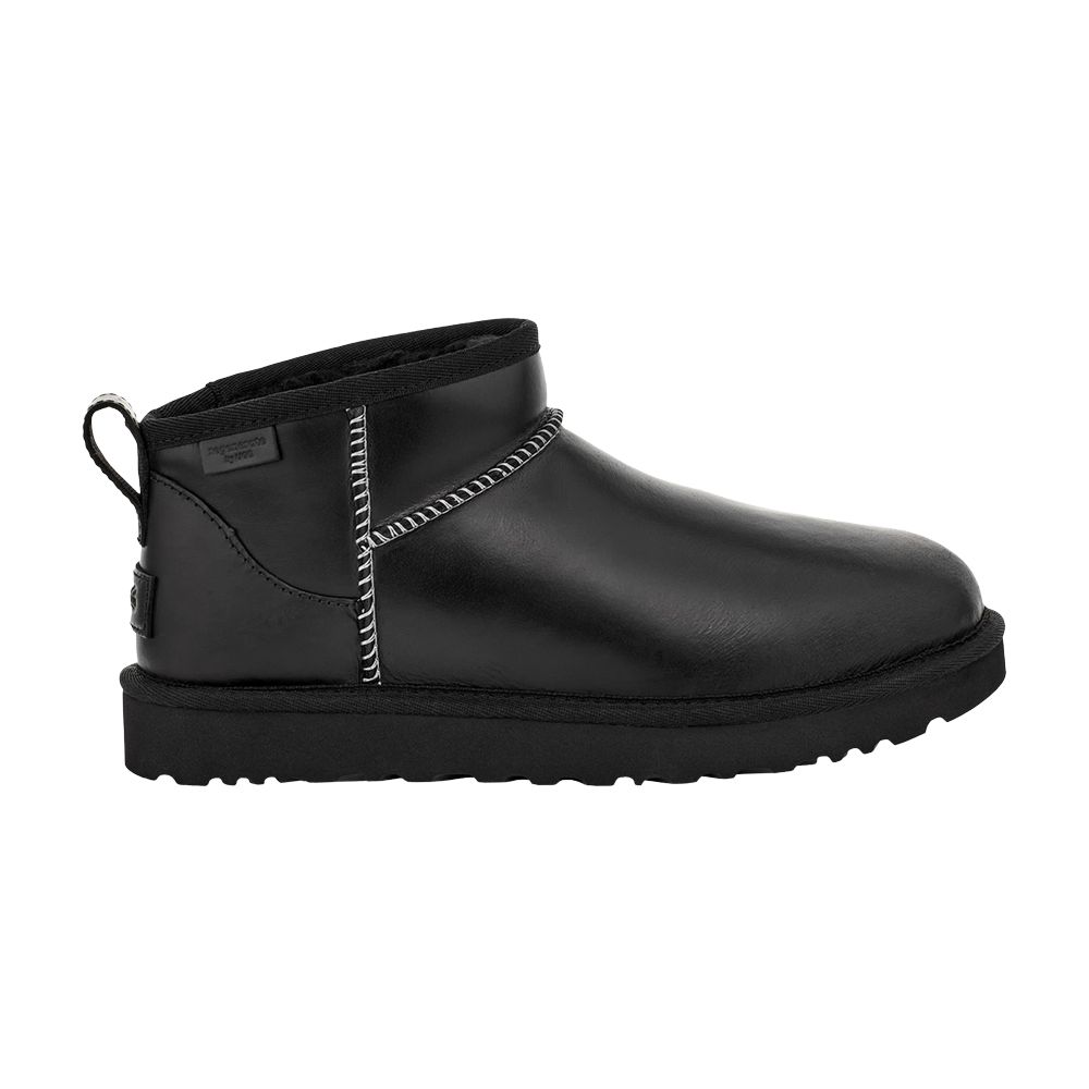 Pre-owned Ugg Wmns Classic Ultra Mini Leather Regen Boot 'black' | Women's Size 6