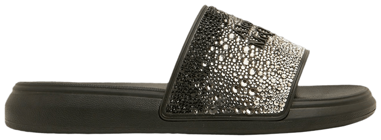 Alexander McQueen Wmns Slider Degrade Strass Logo   Black