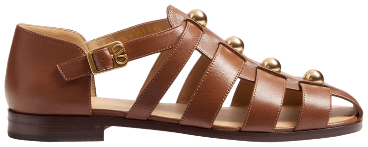 Valentino Studshield Bucket Sandal Tobacco