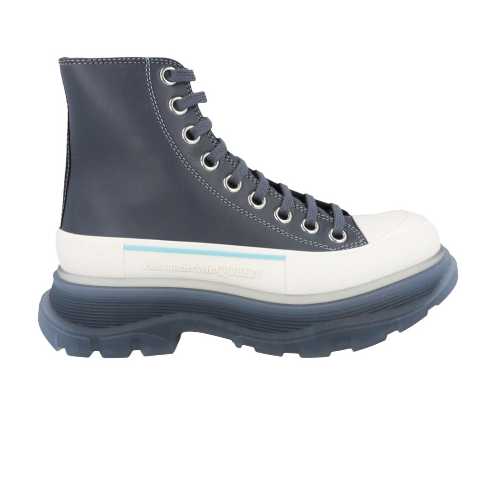 Pre-owned Alexander Mcqueen Wmns Tread Slick Boot 'navy White' | Blue | Women's Size 35.5