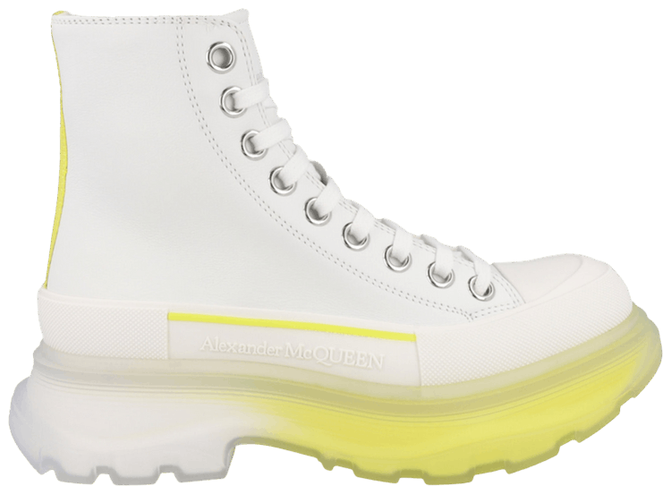 Alexander McQueen Wmns Tread Slick Boot White Lichen Yellow Gradient