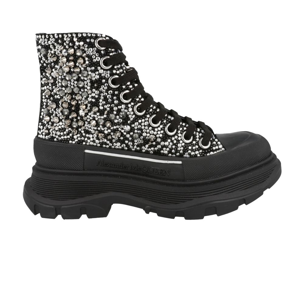 Pre-owned Alexander Mcqueen Wmns Tread Slick Boot 'black Silver Crystal' | Women's Size 38