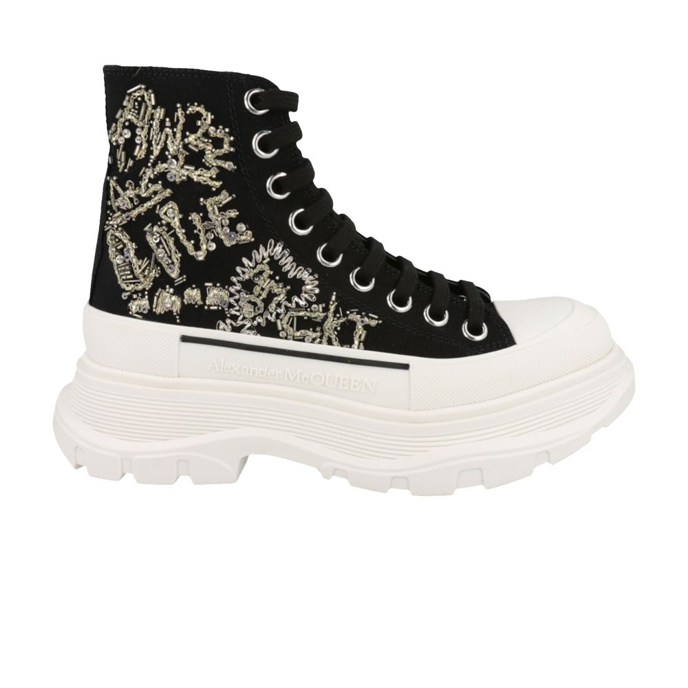Pre-owned Alexander Mcqueen Wmns Tread Slick Boot 'black Gold Crystal' | Women's Size 39