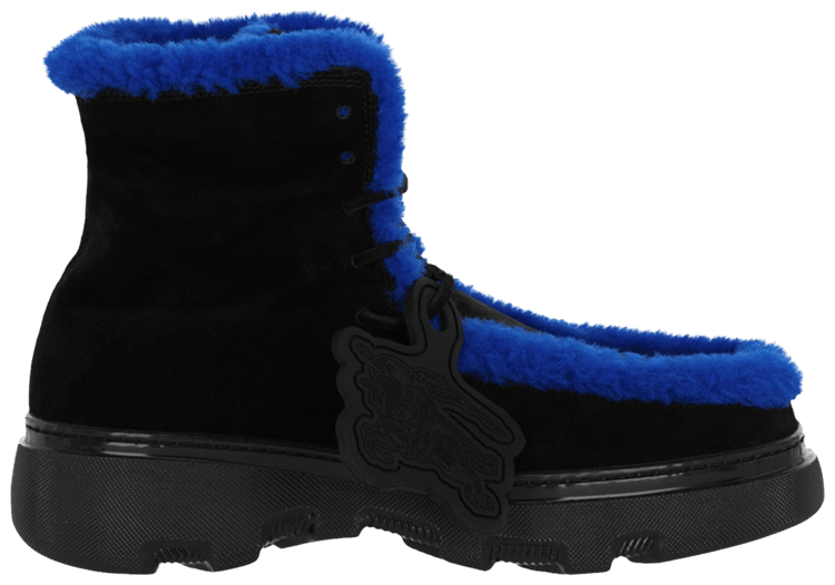 Burberry Shearling Embellished Suede Creeper Boot Black Knight