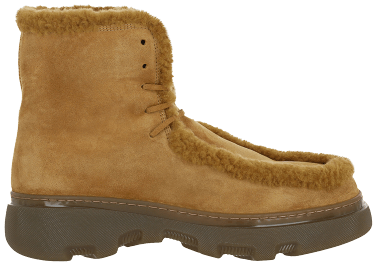 Burberry Shearling Embellished Suede Creeper Boot Amber