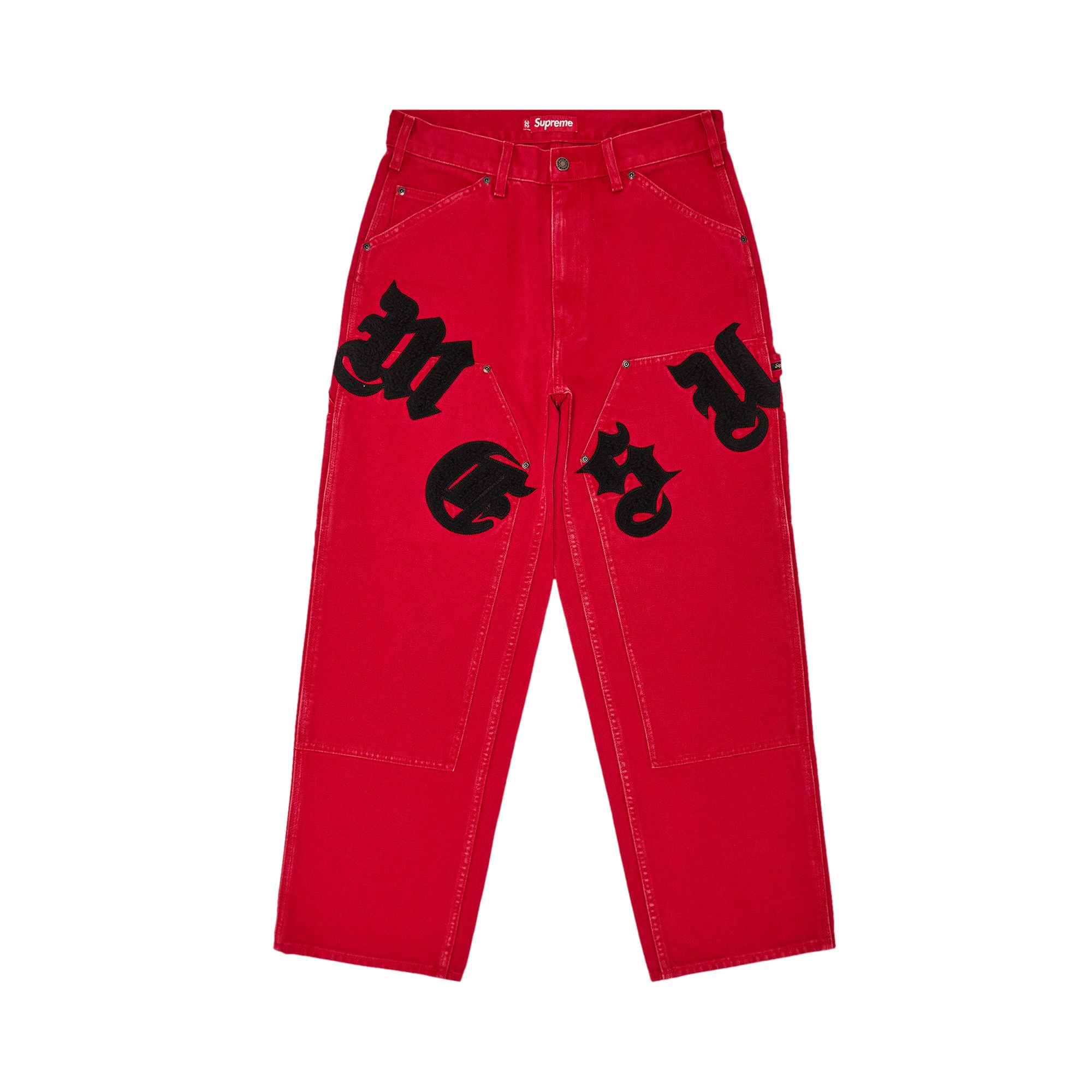 Pre-owned Supreme Old English Canvas Double Knee Painter Pant 'red' | Men's Size 30