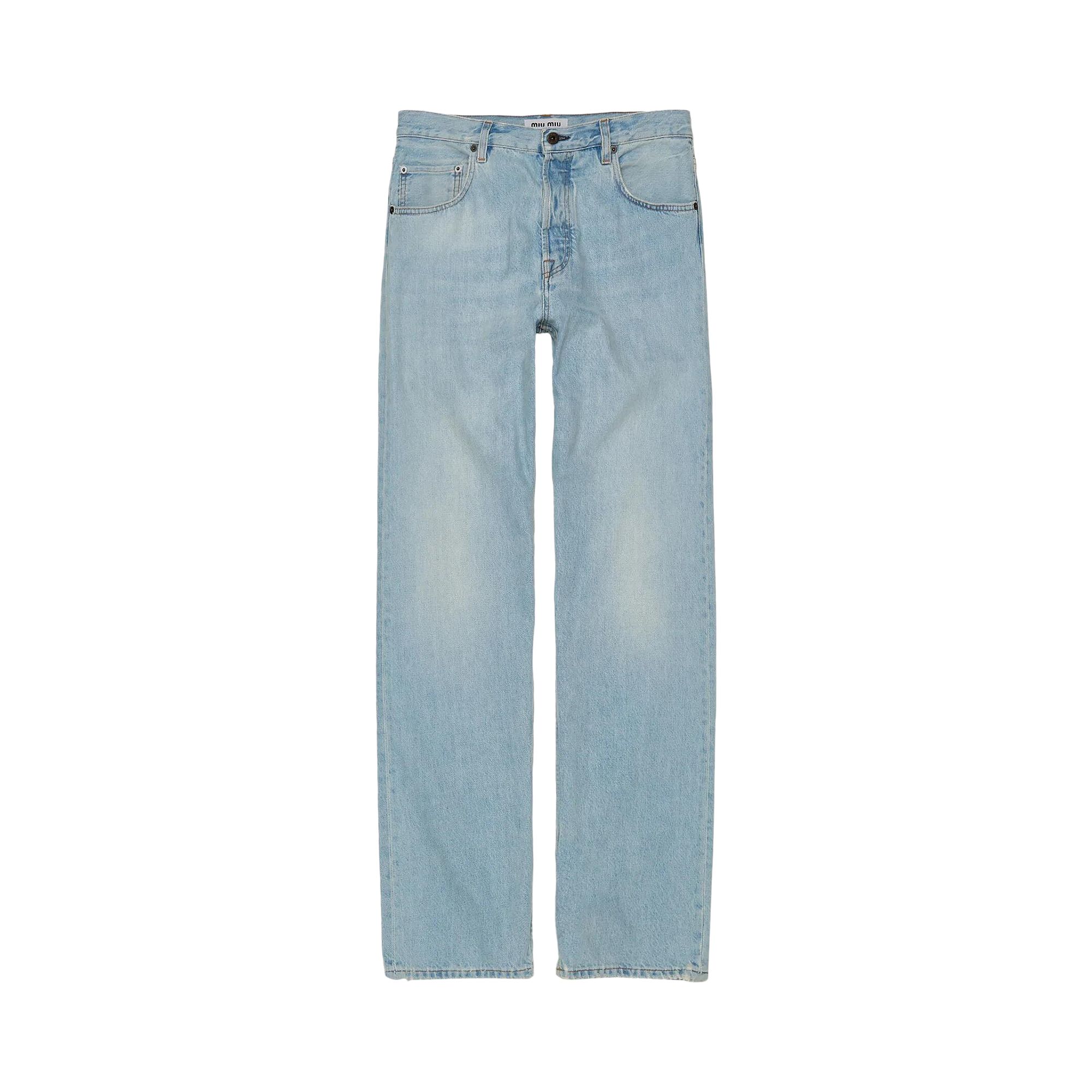 Pre-owned Miu Miu Logo Patch Jeans 'indigo' | Blue | Women's Size 26