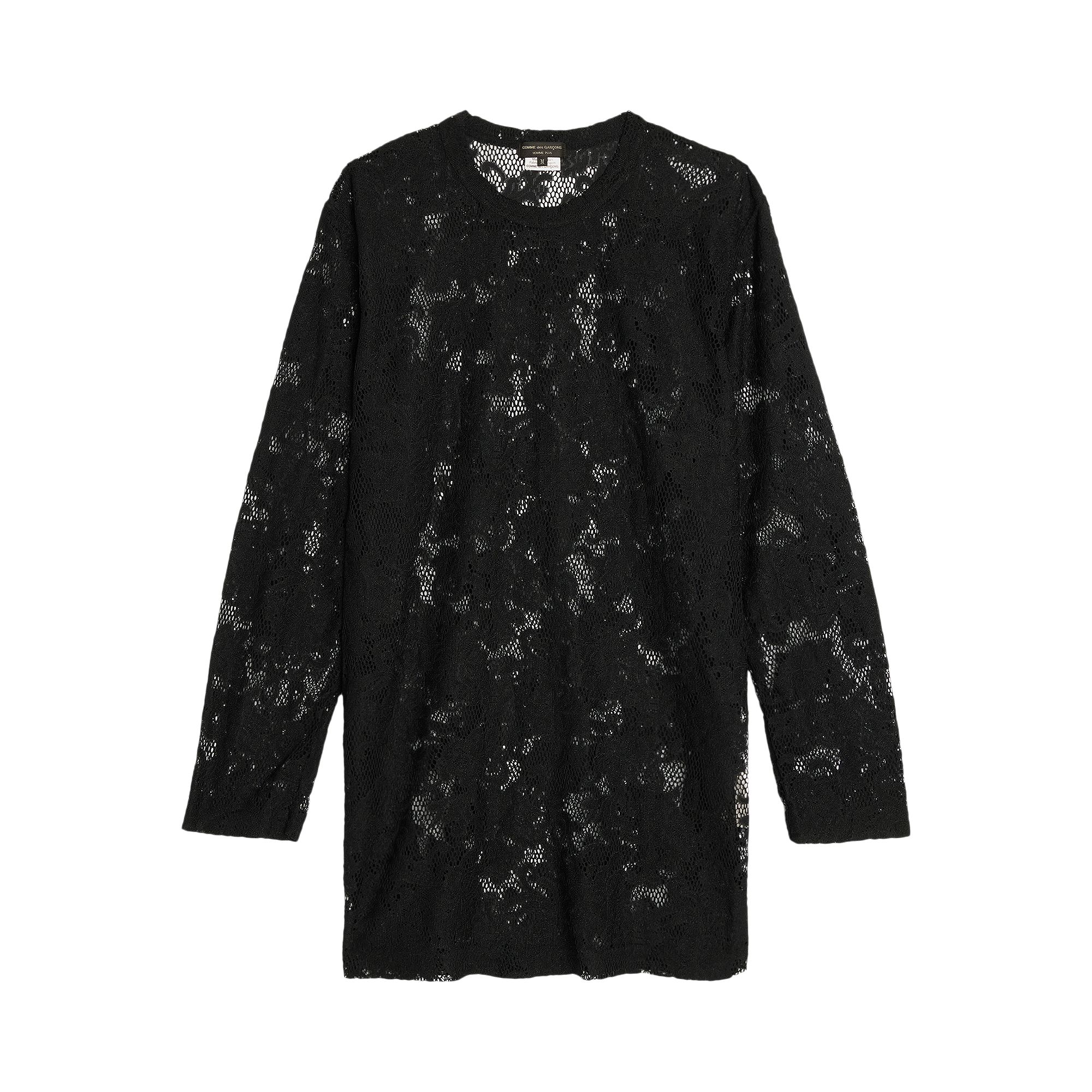 Pre-owned Comme Des Garçons Homme Deux Comme Des Garçons Homme Plus Polyester Raschel Lace 2 Garment Washed T-shirt 'black' | Men's Size M