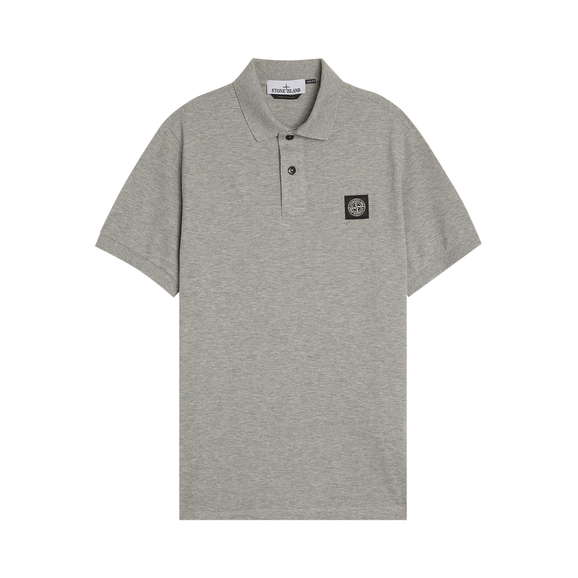 Pre-owned Stone Island Compass Patch Logo Polo 'melange Grey' | Men's Size M