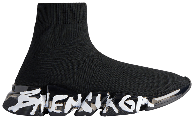 Balenciaga Speed 20 Sneaker Clear Sole   Black White Graffiti