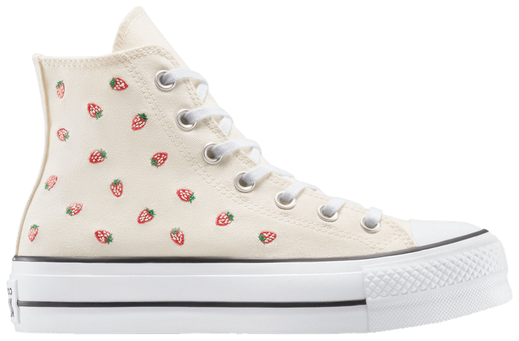 Converse Wmns Chuck Taylor All Star Lift Platform High Embroidered Strawberries