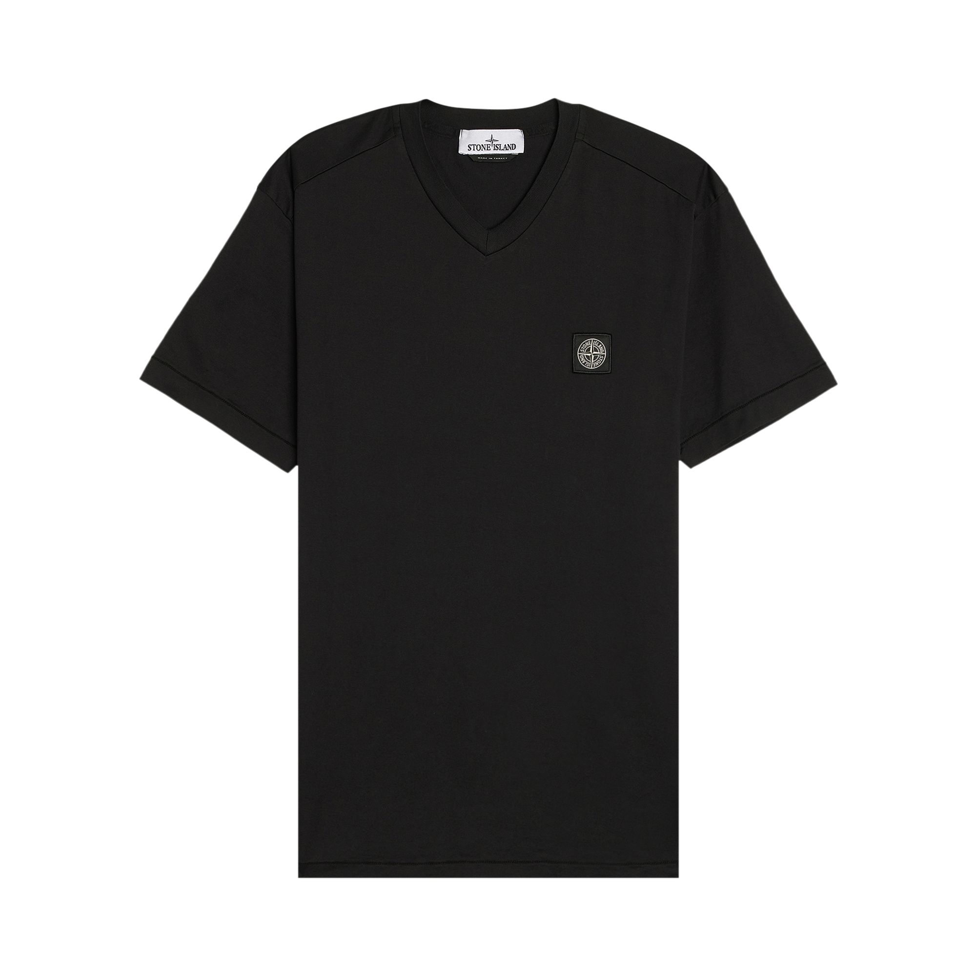 Pre-owned Stone Island Compass Patch Logo V-neck T-shirt 'black' | Men's Size M