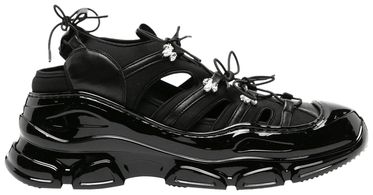 Simone Rocha Tracker Cut Out Sneaker Crystal Pearls   Black