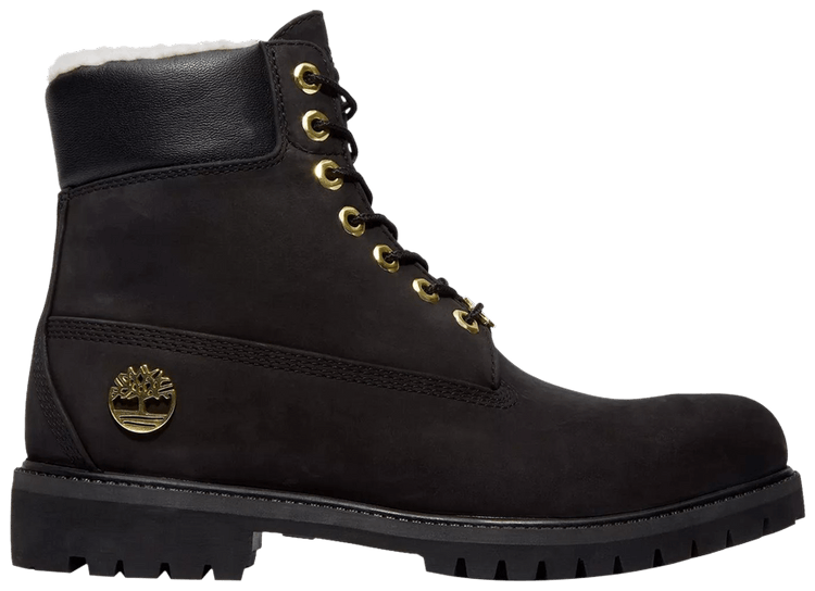 Timberland 6 Inch Fleece Lined Waterproof Boot Black Gold