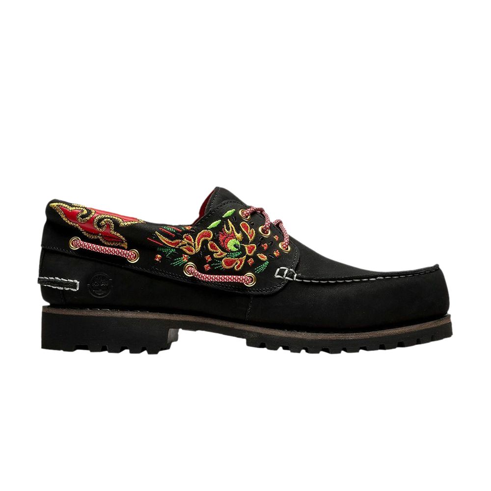 Pre-owned Timberland Clot X Wmns 3-eye Lug Handsewn Boat 'black' | Women's Size 9