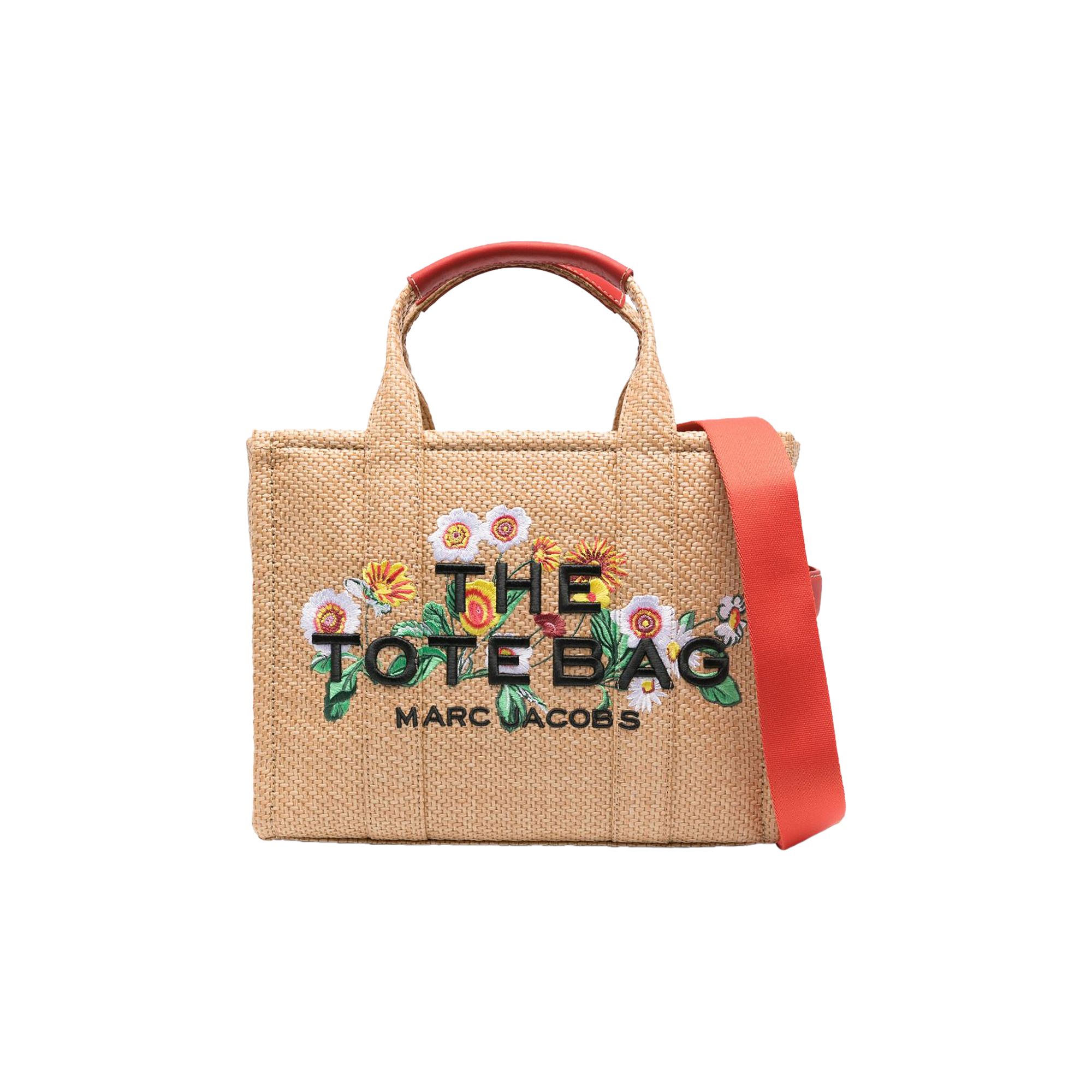 Pre-owned Marc Jacobs Medium Embroidered Daisy Woven Tote Bag 'natural' | Tan | Women's Size Onesize In Brown