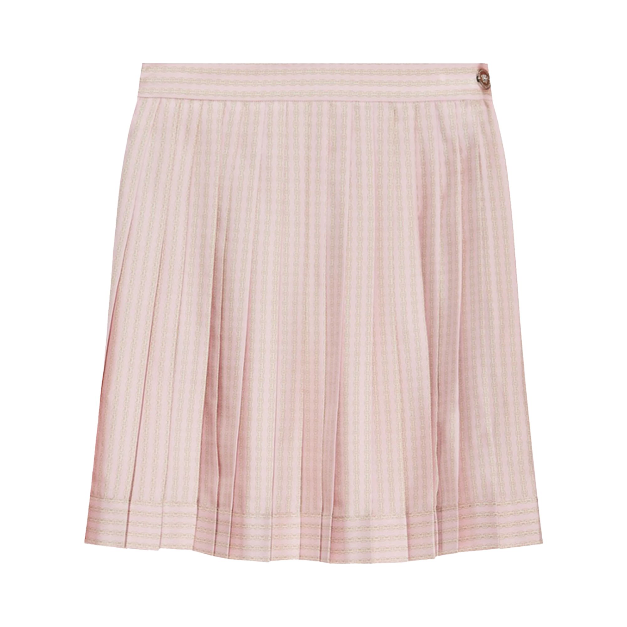 Pre-owned Versace Pinstripe Chain Silk Twill Skirt 'pink/milk' | Women's Size 38