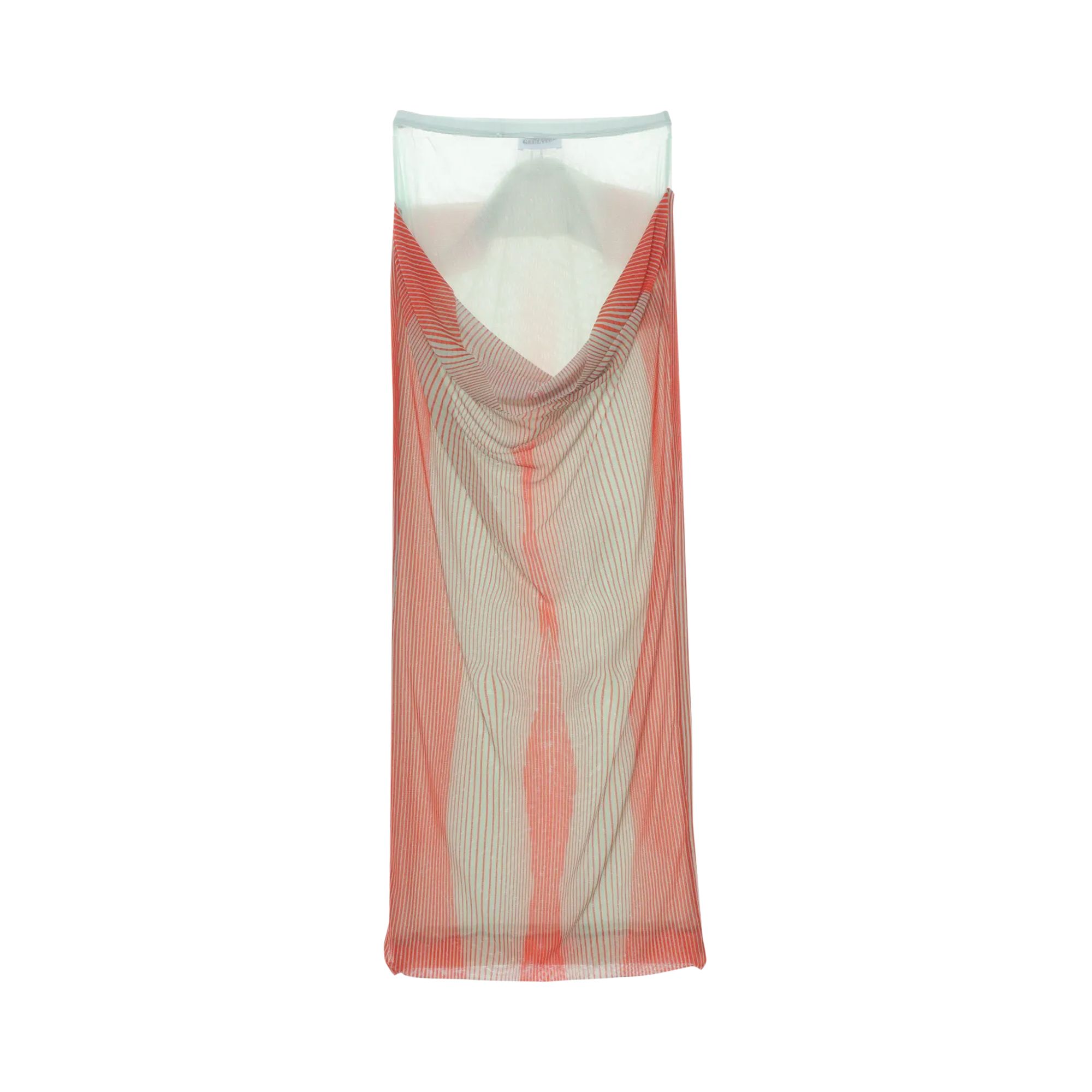 Pre-owned Jean Paul Gaultier Draped Pinstripe Body Morphing Long Skirt 'mint/coral' | Tan | Women's Size M In Brown