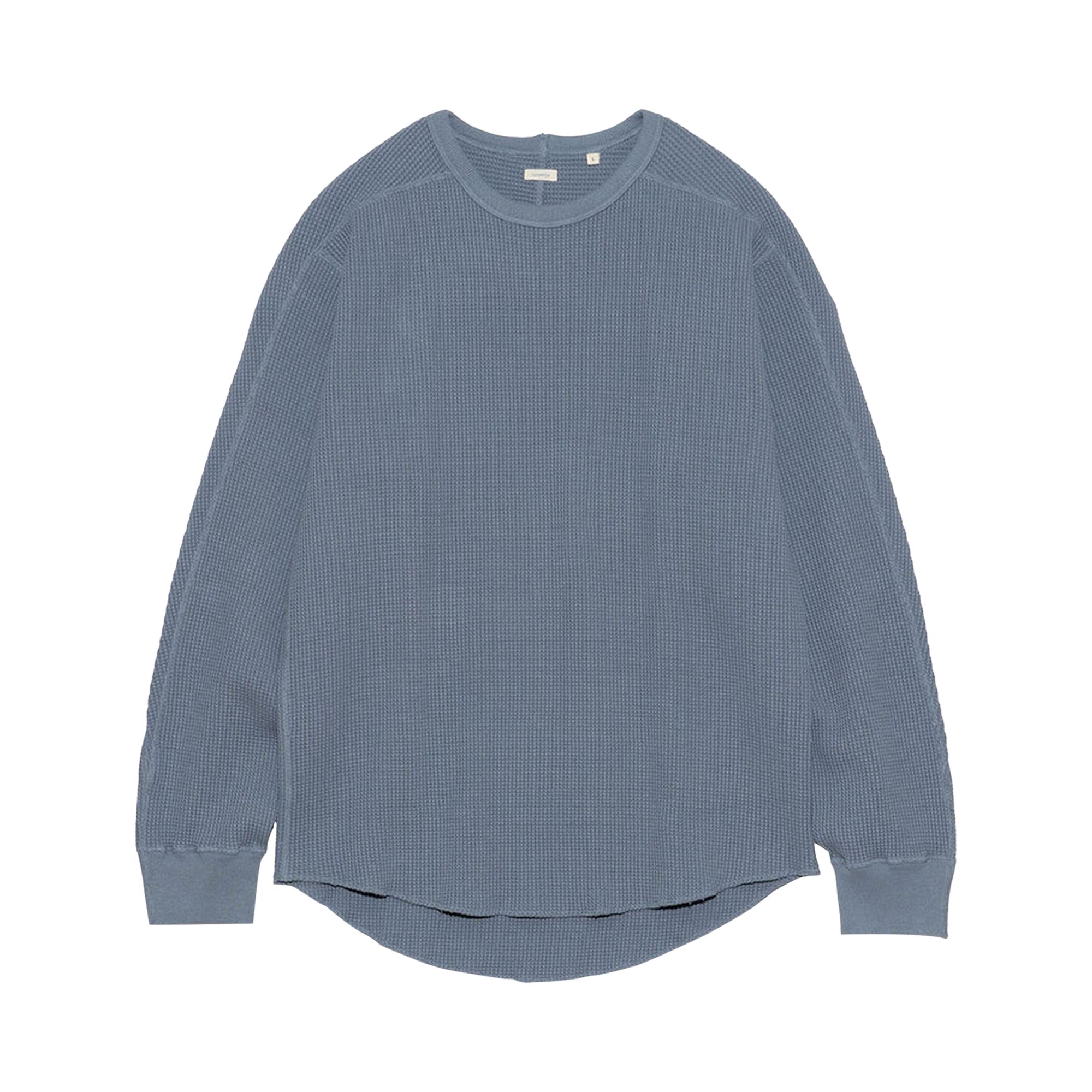 Pre-owned Nanamica Crewneck Thermal Sweatshirt 'blue Grey' | Men's Size L