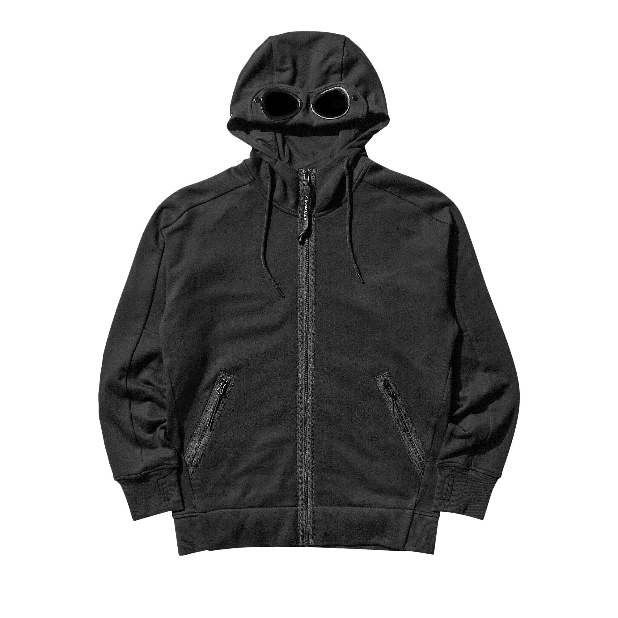 Pre-owned C.p. Company Diagonal Raised Fleece Goggle Zipped Hooded Sweatshirt 'black' | Men's Size Xxl