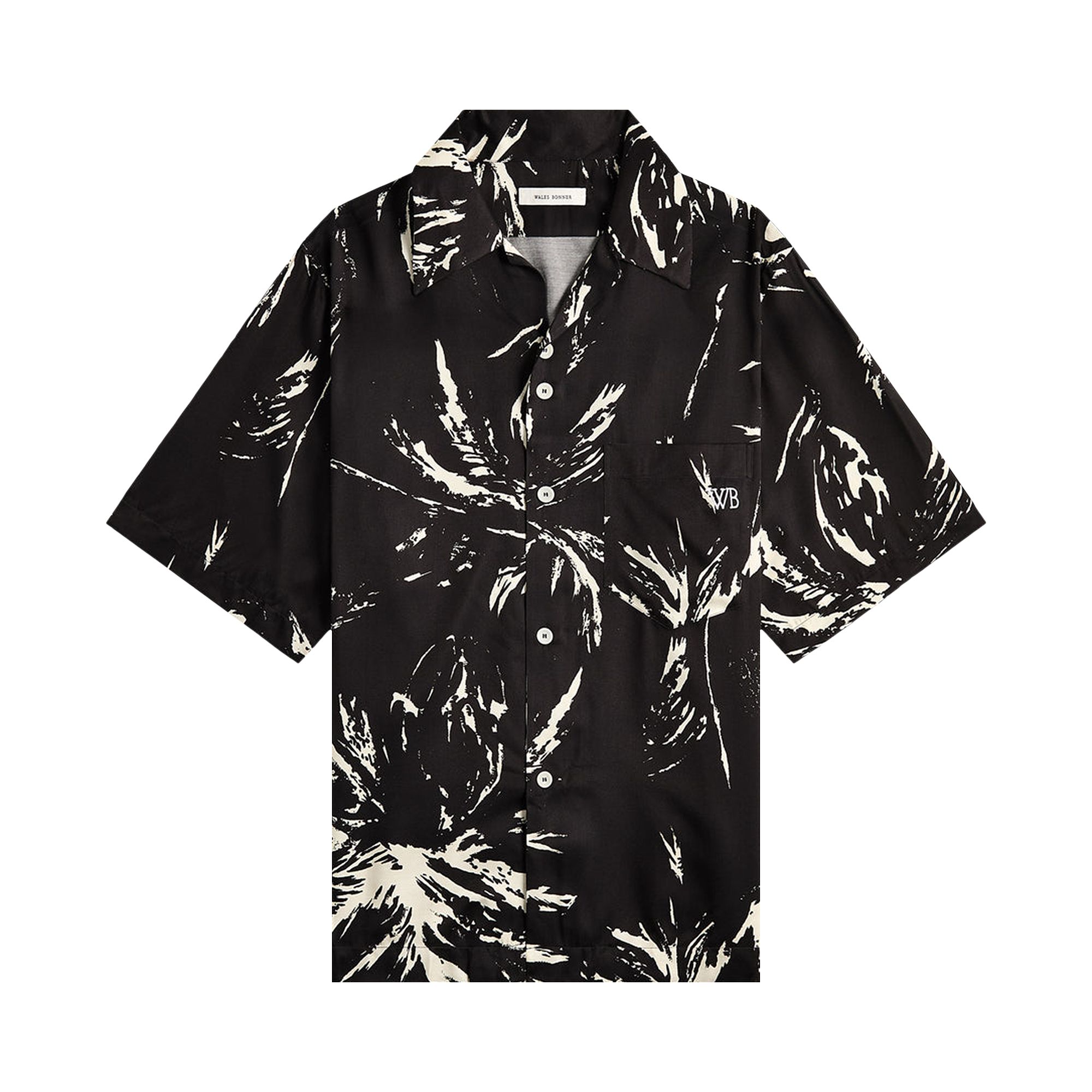 Pre-owned Wales Bonner Highlife Bowling Shirt 'mcnish Black/white' | Men's Size 54