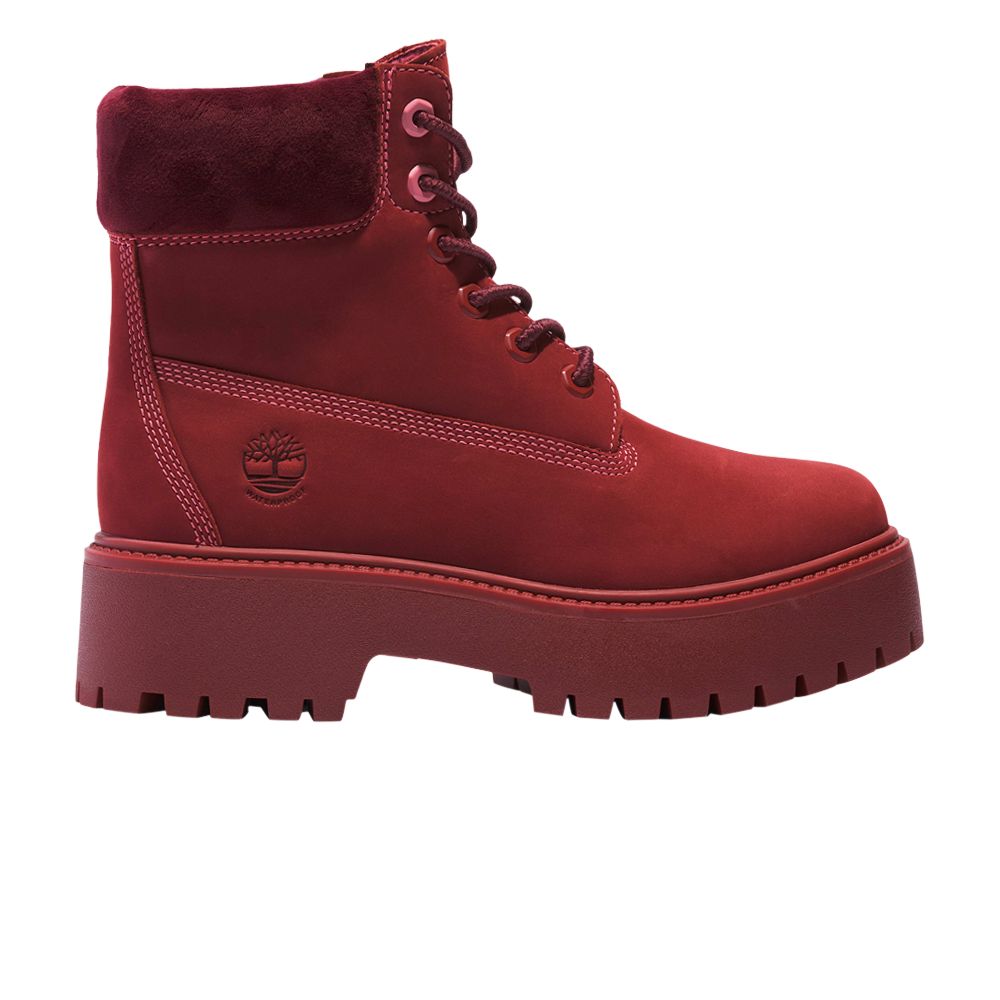 Pre-owned Timberland Wmns Stone Street 6 Inch Premium Waterproof Platform Boot 'dark Red' | Women's Size 7
