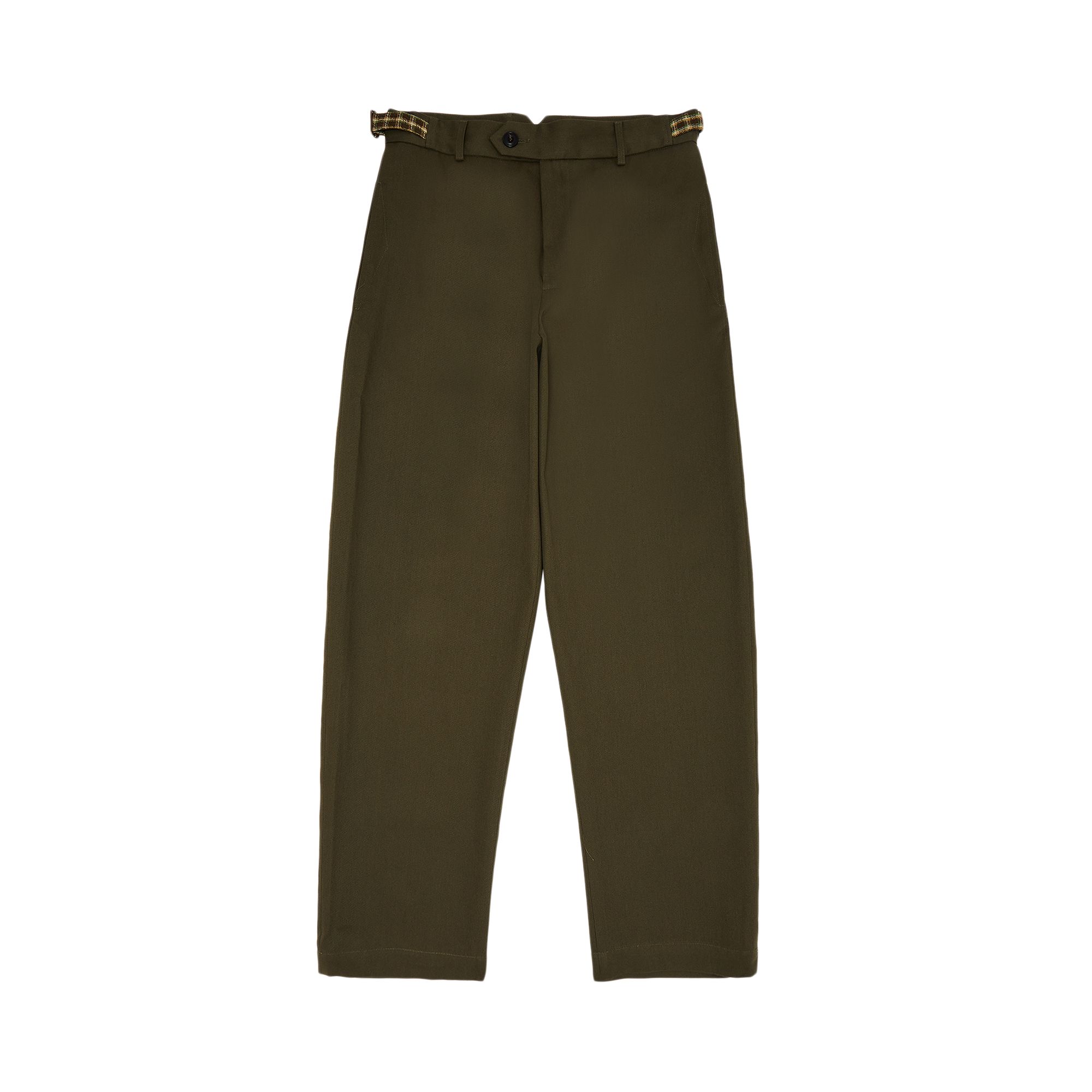 Pre-owned Nicholas Daley Two Pocket Straight Leg Trouser 'olive/brown Check' | Green | Men's Size 34