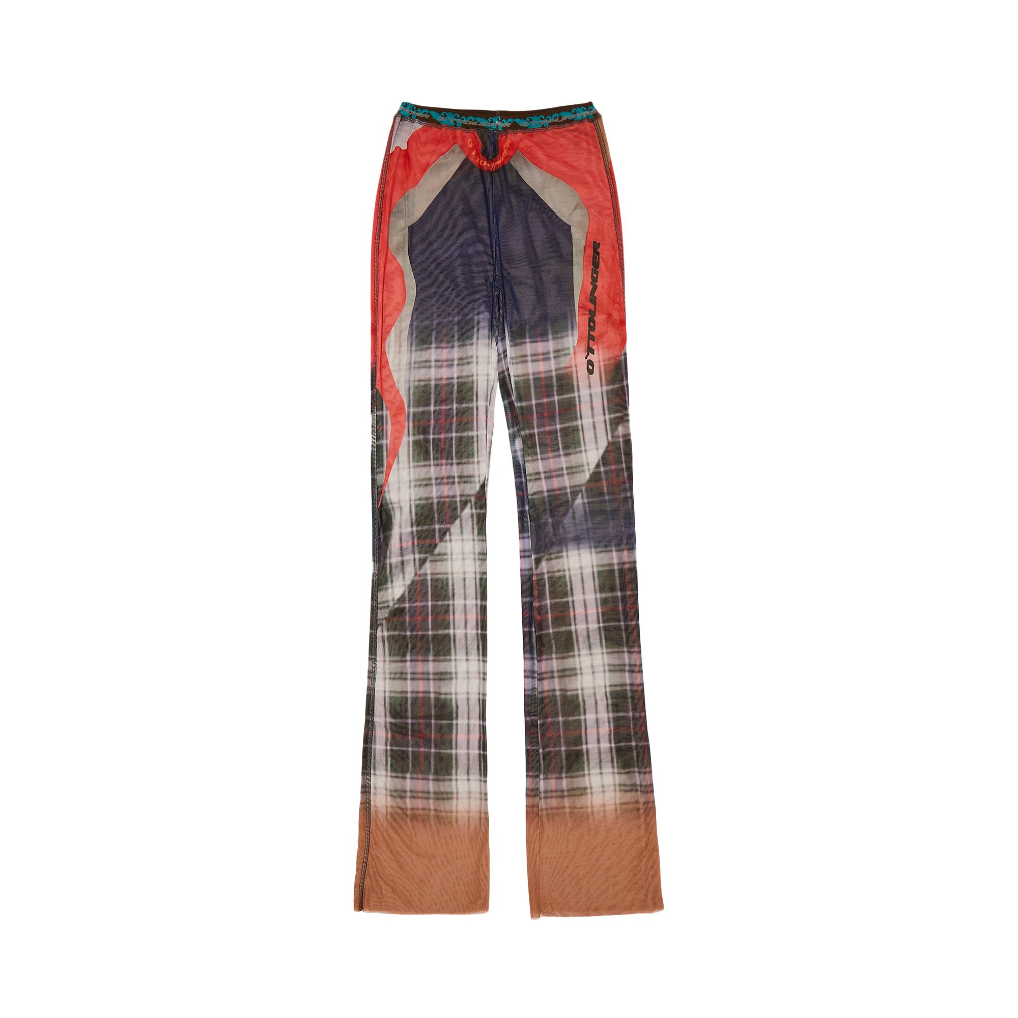Pre-owned Ottolinger Mesh Pants 'surf Plaid Print' | Blue | Women's Size Xs