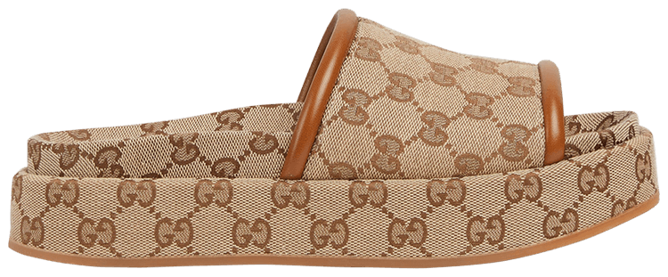 サンダル・ミュール GUCCI Women Sandals 816797 FAD9C 9745 Beige Buy Gucci Wmns Platform Sandal 'GG Canvas - Beige Dark Brown