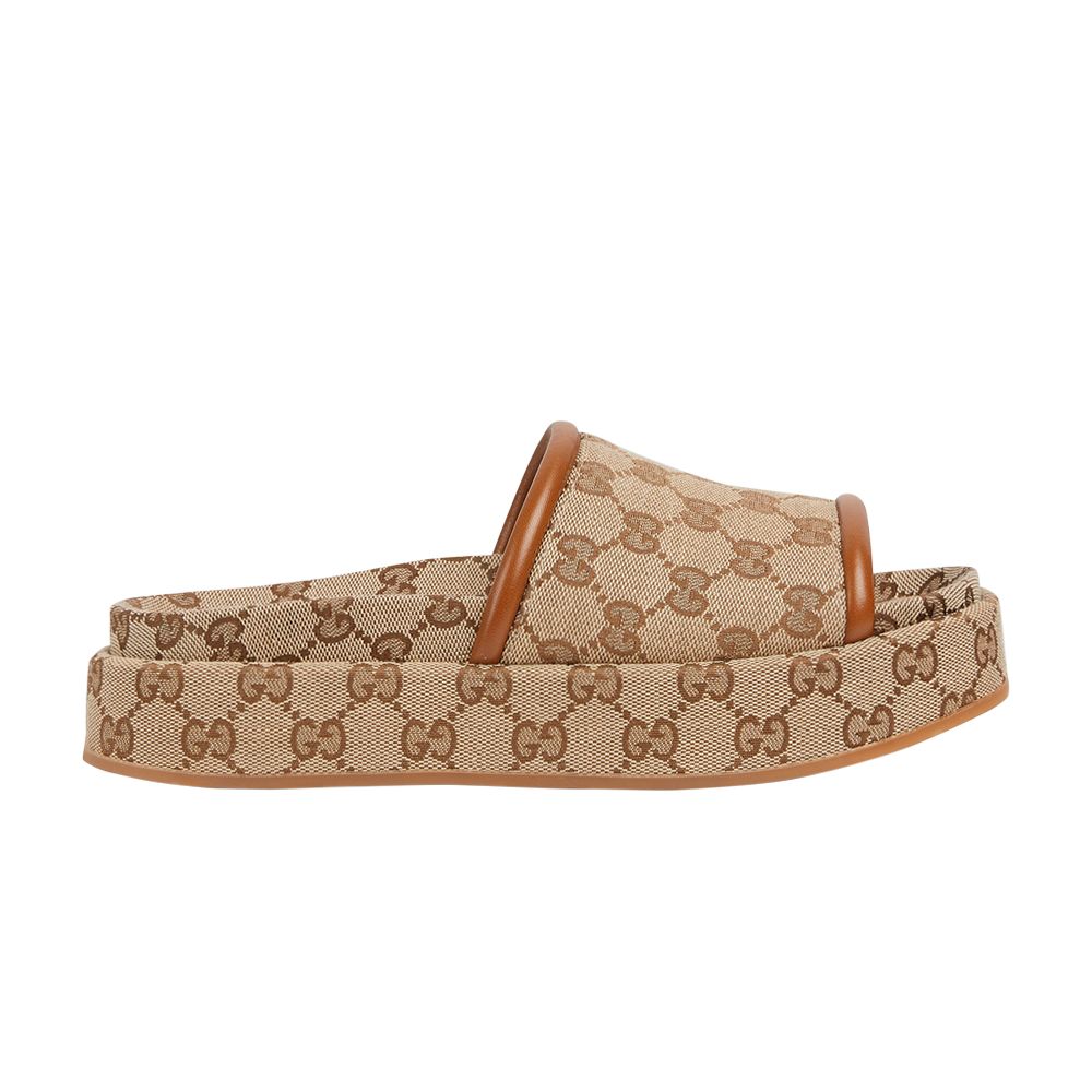 Pre-owned Gucci Wmns Platform Sandal 'gg Canvas - Beige Dark Brown' | Tan | Women's Size 8.5
