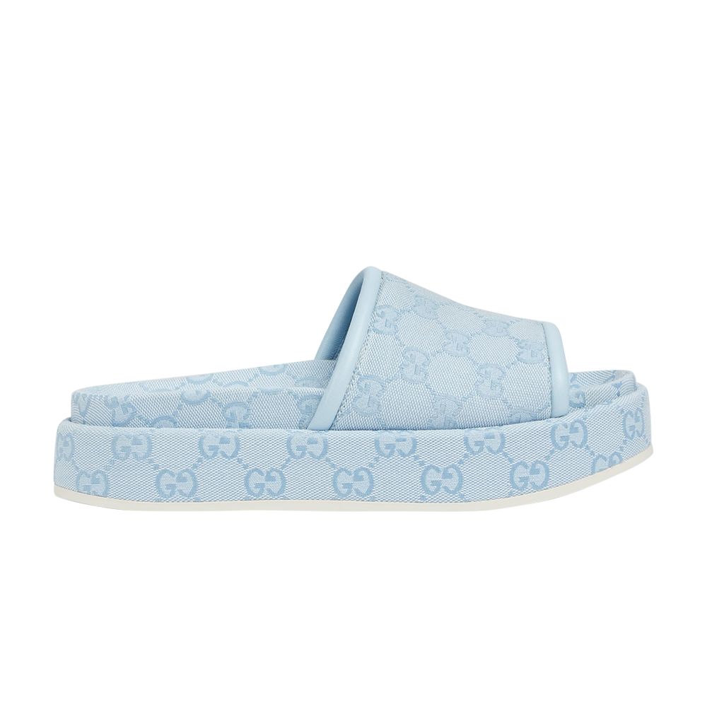 Pre-owned Gucci Wmns Platform Sandal 'allover Gg - Light Blue' | Women's Size 3.5