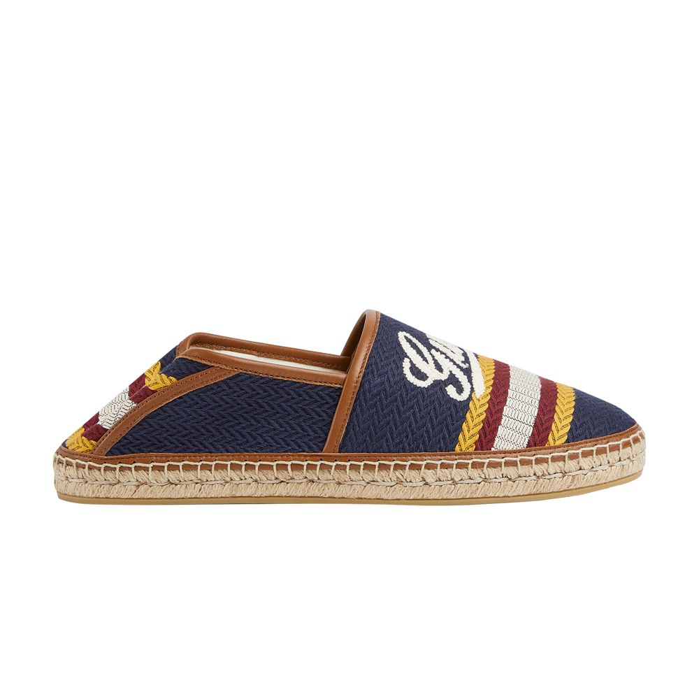 Click to view more detailed imagery on our partner's website Pre-owned Gucci Alonso Espadrilles 'script - Blue Multi-color' | Men's Size 5