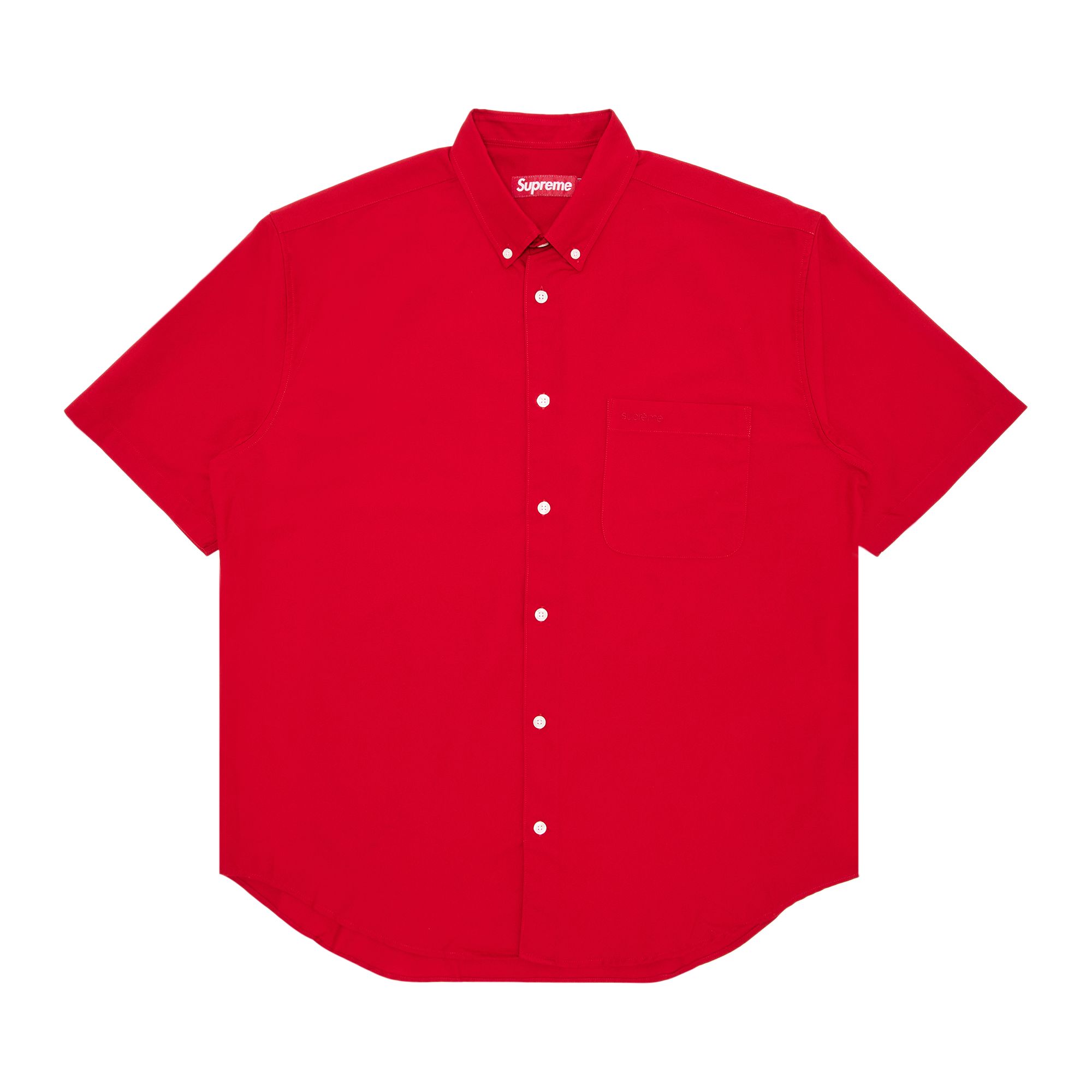 Pre-owned Supreme Loose Fit Oxford Short-sleeve Shirt 'red' | Men's Size M
