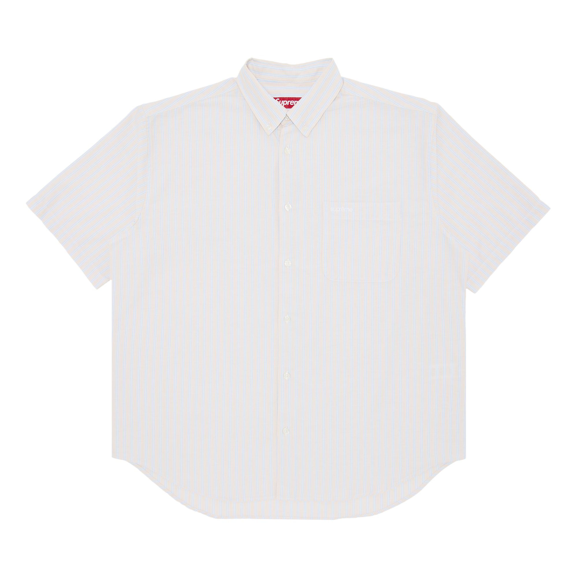 Pre-owned Supreme Loose Fit Oxford Short-sleeve Shirt 'light Tan Stripe' | Men's Size M