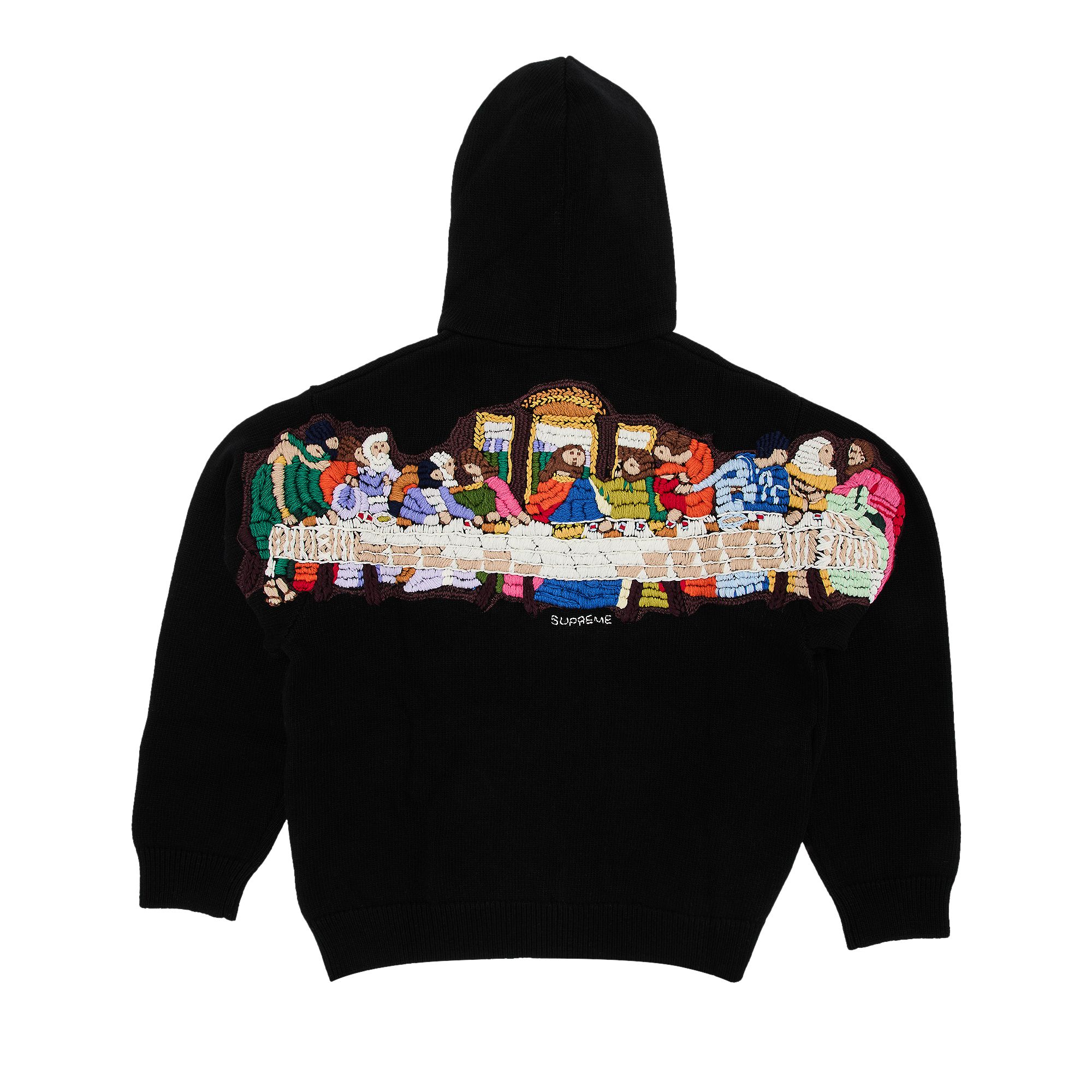 Pre-owned Supreme Last Supper Embroidered Zip Up Hooded Sweater 'black' | Men's Size Xl
